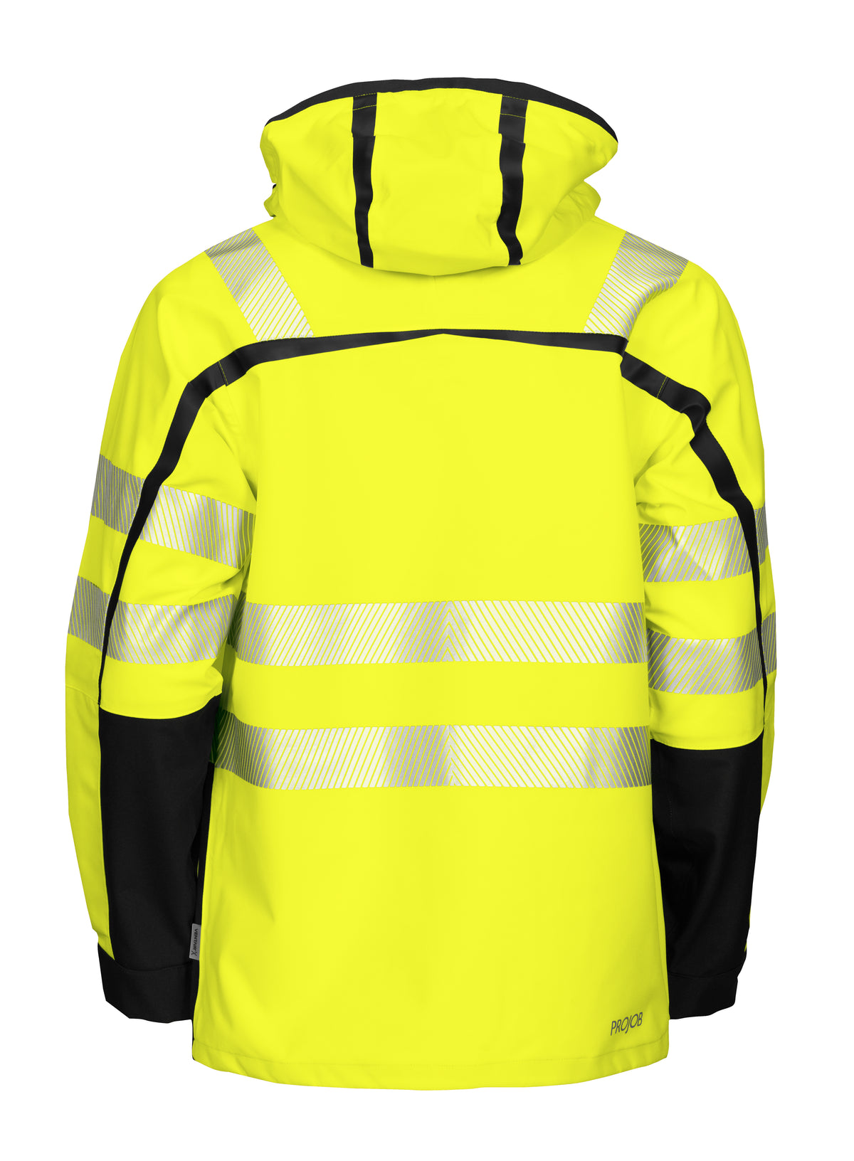 ProJob 6417 Wind- und Wasserdichter 3-Lagen Hardshell Parka EN ISO 20471 Klasse 3/2 Gelb/Schwarz, Rückansicht