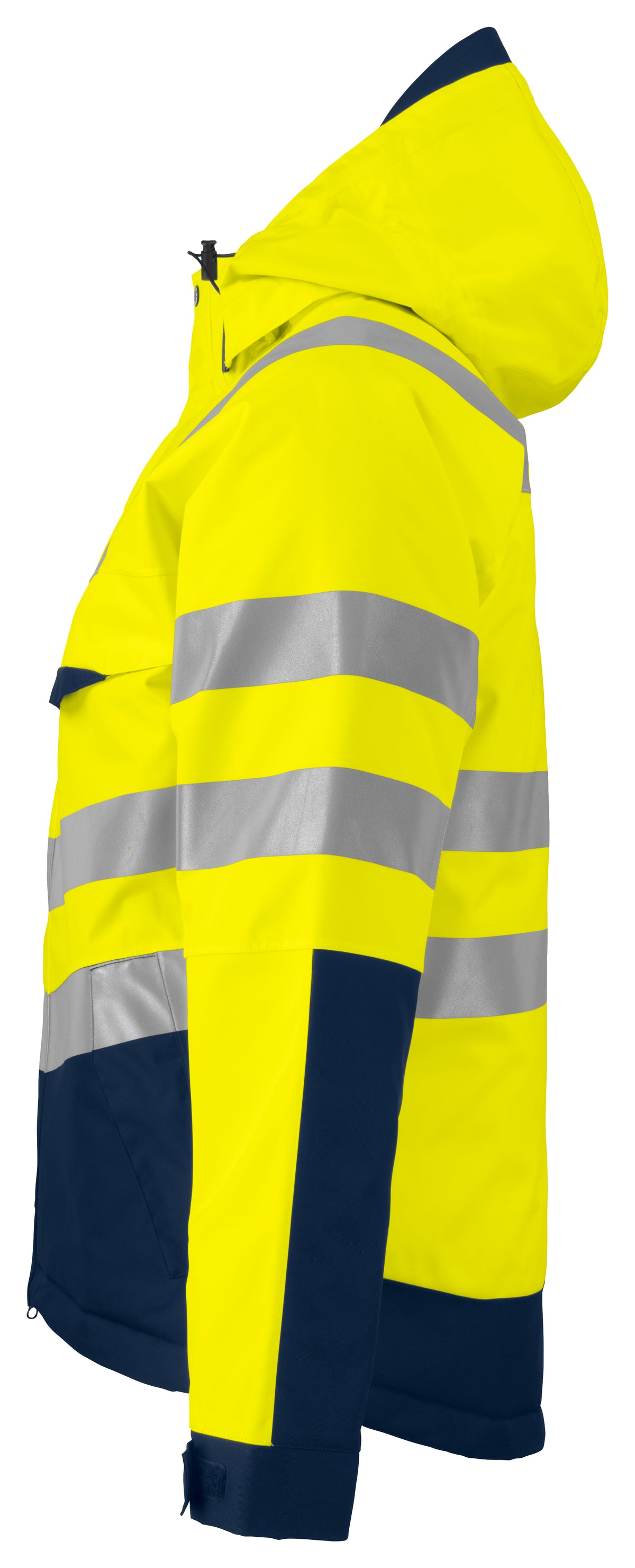 ProJob 6422 Gefütterte Wind- und Wasserdichte Jacke EN ISO 20471 Klasse 3 Gelb/Marine, Seitenansicht links
