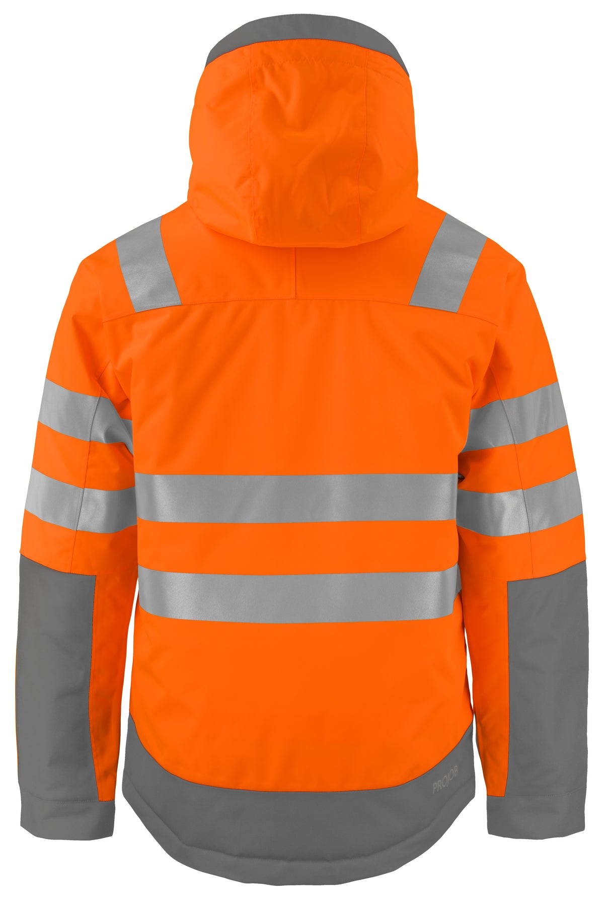 ProJob 6422 Gefütterte Wind- und Wasserdichte Jacke EN ISO 20471 Klasse 3 Orange/Grau, Rückansicht