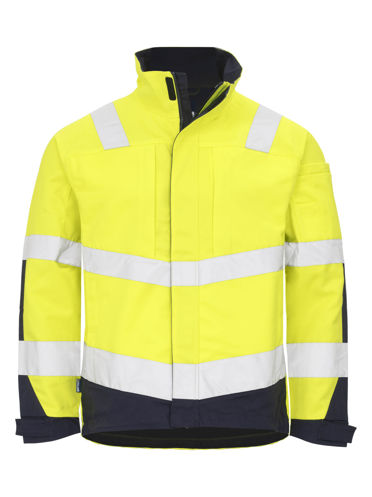 ProJob 6427 Gefütterte Warnschutz Jacke Gelb/Marine, Vorderansicht