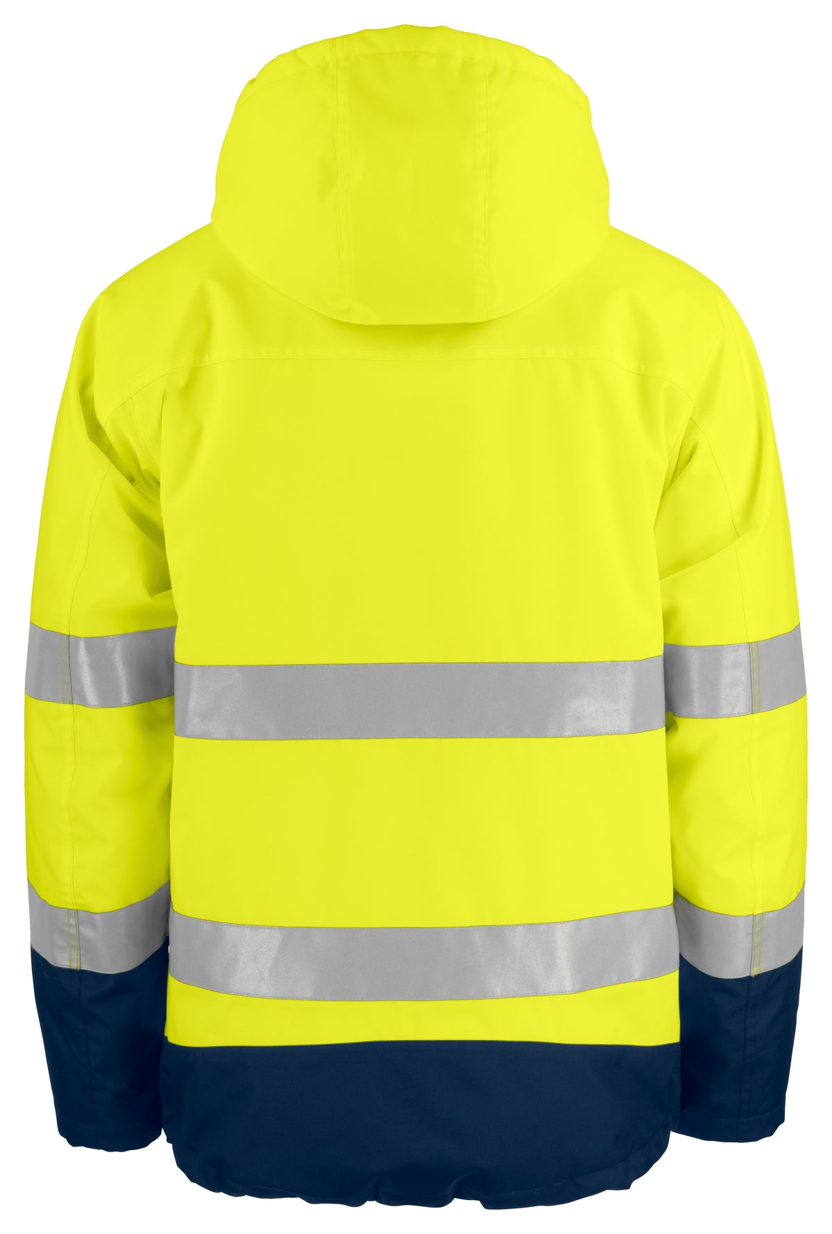 ProJob 6441 Gefütterter Wind- und Wasserdichter Warnschutz Parka EN ISO 20471 Klasse 3 / EN ISO 343 Gelb/Marine, Rückansicht