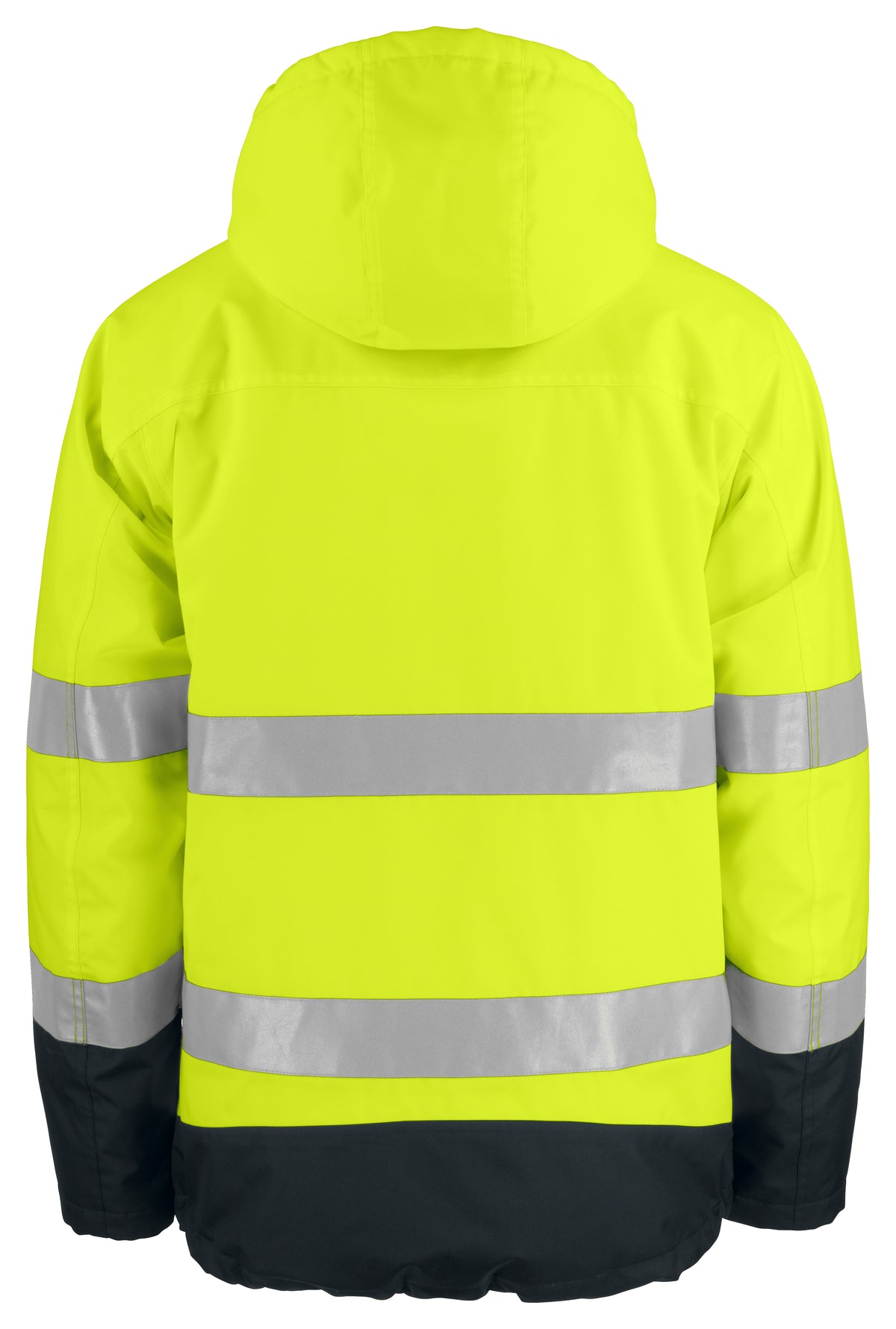 ProJob 6441 Gefütterter Wind- und Wasserdichter Warnschutz Parka EN ISO 20471 Klasse 3 / EN ISO 343 Gelb/Schwarz, Rückansicht