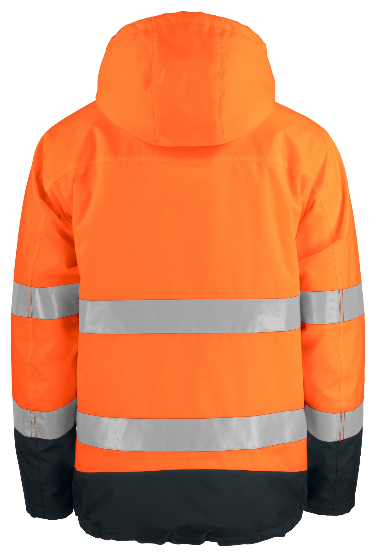 ProJob 6441 Gefütterter Wind- und Wasserdichter Warnschutz Parka EN ISO 20471 Klasse 3 / EN ISO 343 Orange/Schwarz, Rückansicht
