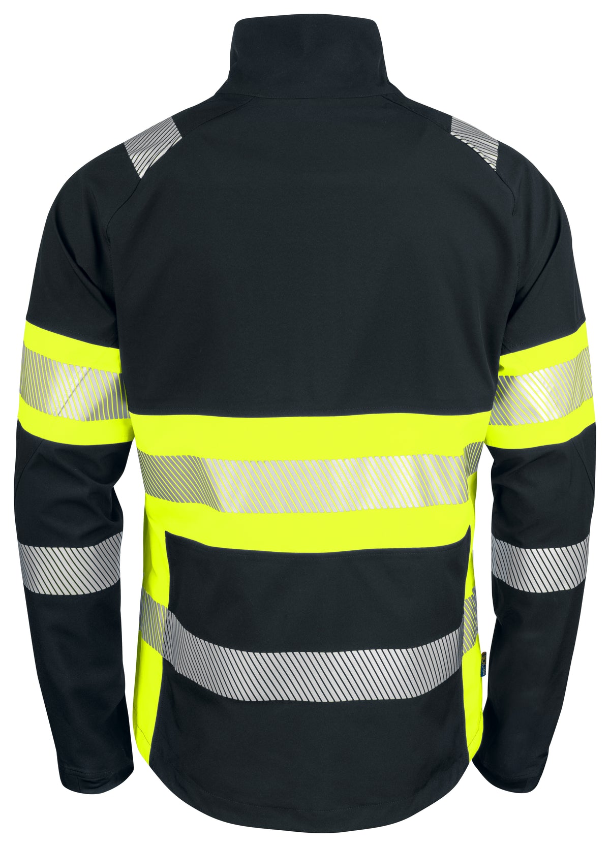 ProJob 6442 Wind- und Wasserdichte Softshell Jacke EN ISO 20471 Klasse 1 Gelb/Schwarz, Rückansicht