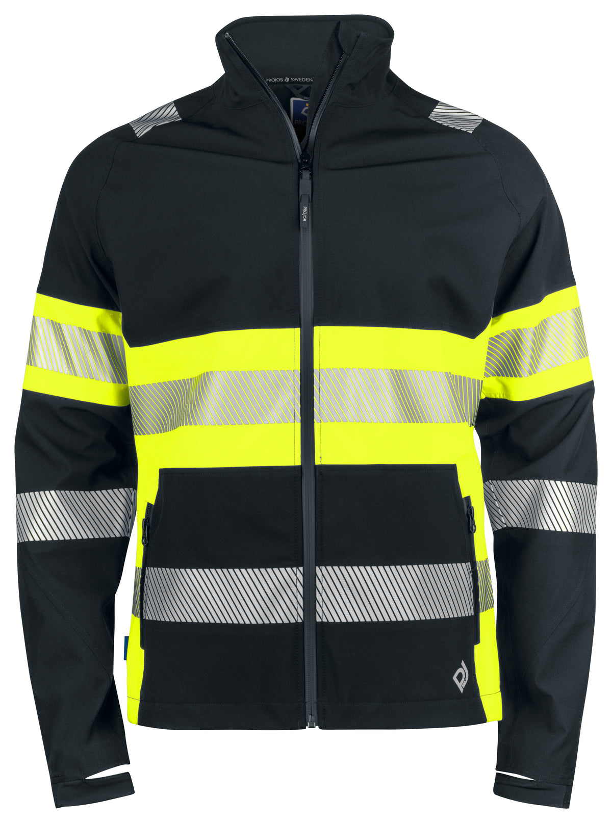 ProJob 6442 Wind- und Wasserdichte Softshell Jacke EN ISO 20471 Klasse 1 Gelb/Schwarz, Vorderansicht
