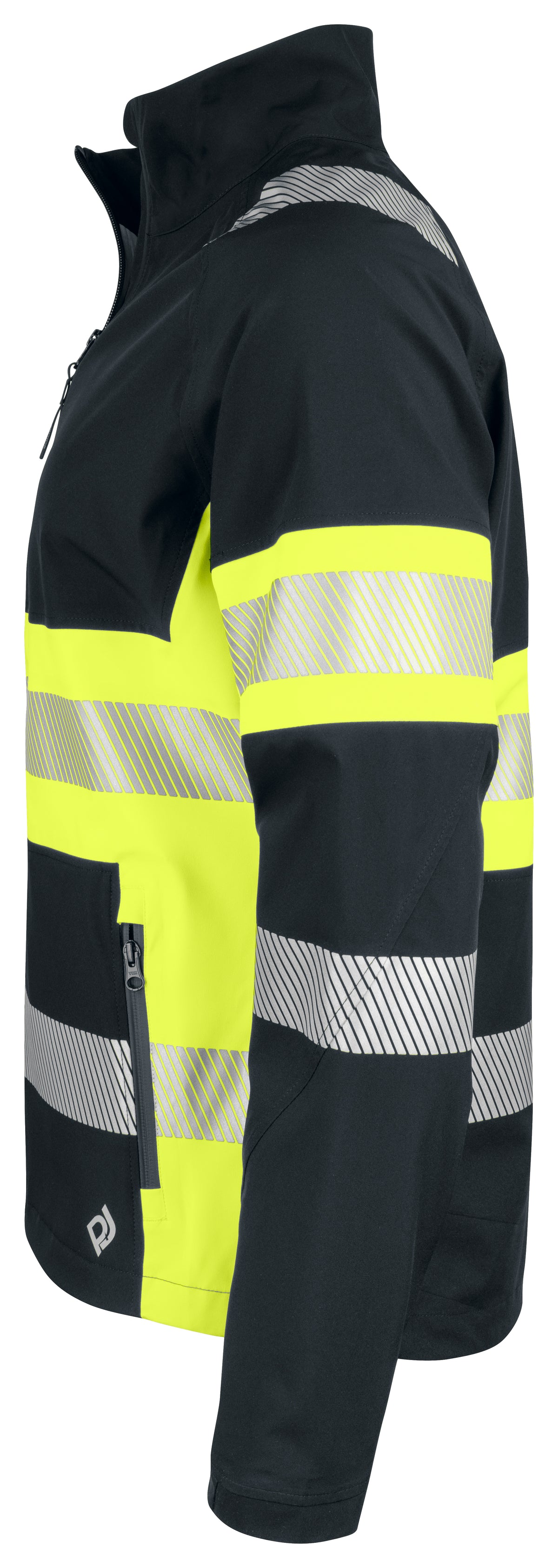 ProJob 6442 Wind- und Wasserdichte Softshell Jacke EN ISO 20471 Klasse 1 Gelb/Schwarz, Seitenansicht links