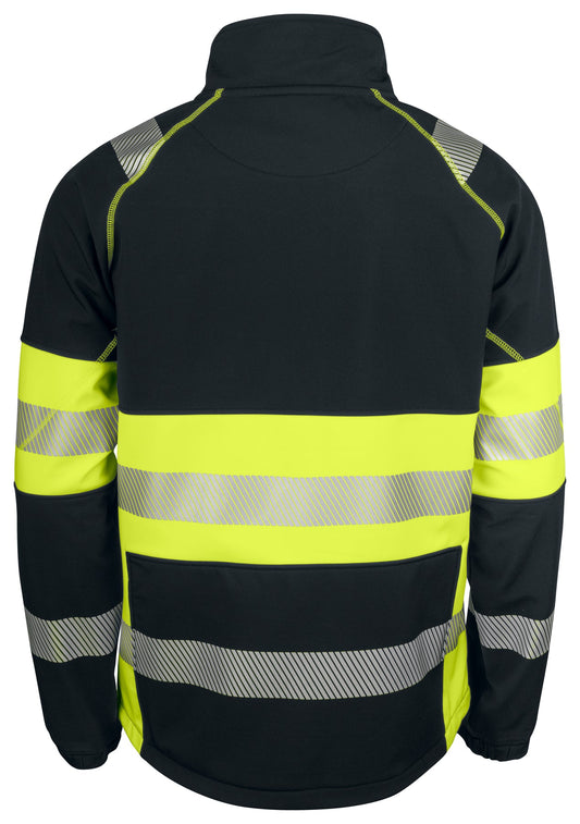 ProJob 6443 Softshell Jacke EN ISO 20471 Klasse 1 Gelb/Schwarz, Rückansicht