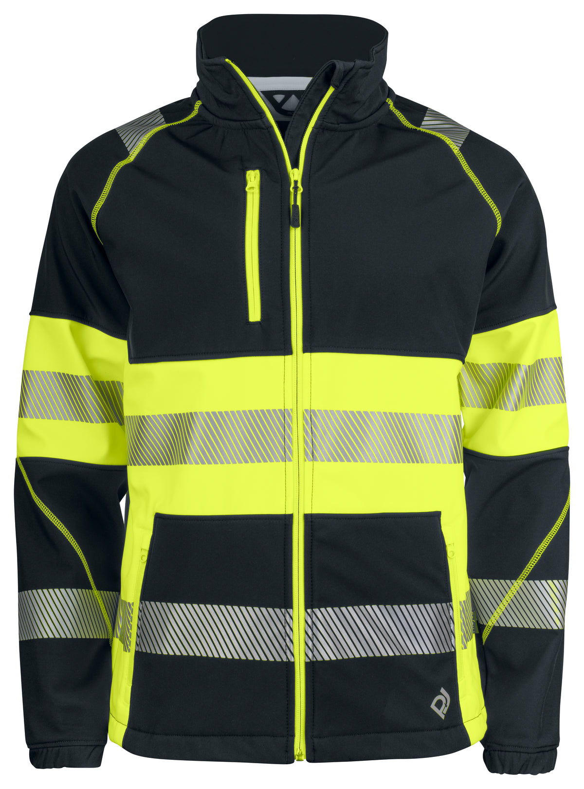 ProJob 6443 Softshell Jacke EN ISO 20471 Klasse 1 Gelb/Schwarz, Vorderansicht