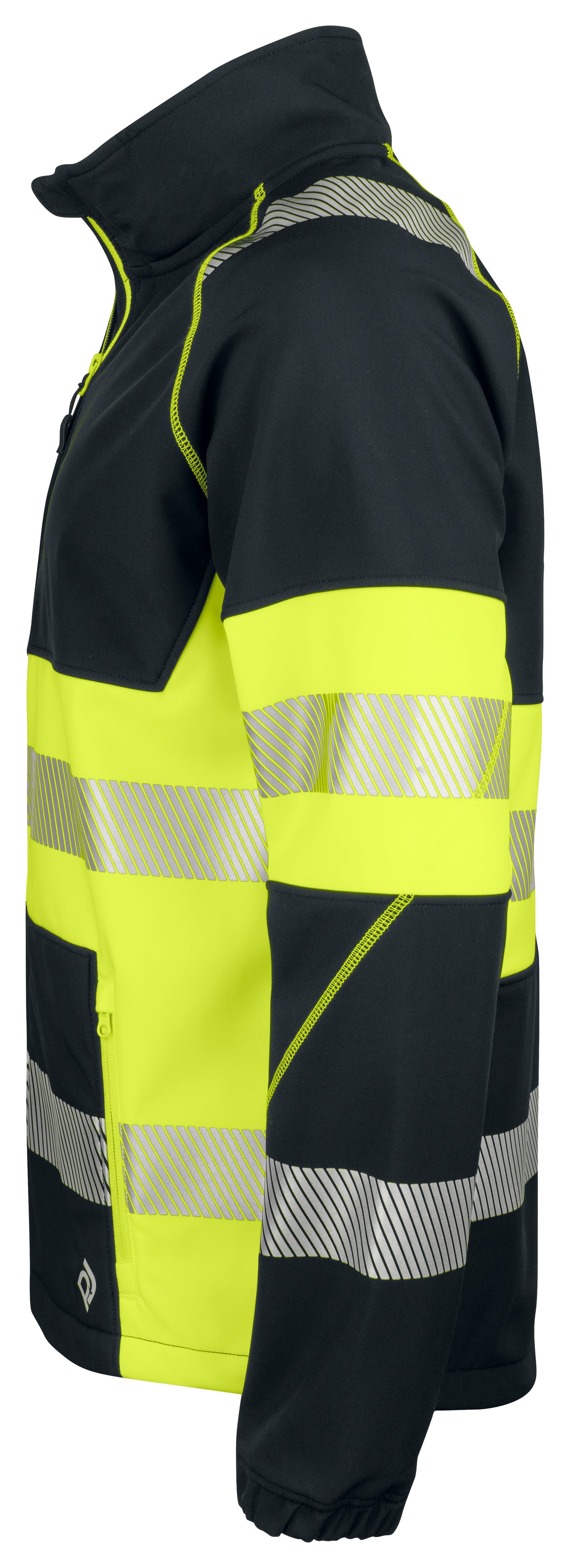 ProJob 6443 Softshell Jacke EN ISO 20471 Klasse 1 Gelb/Schwarz, Seitenansicht links