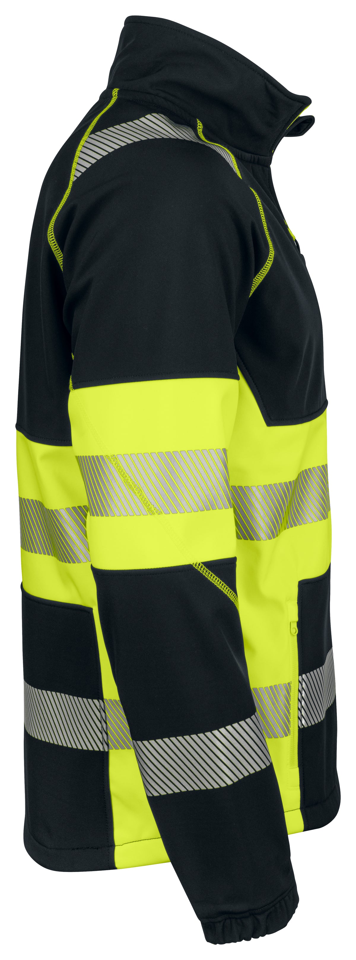 ProJob 6443 Softshell Jacke EN ISO 20471 Klasse 1 Gelb/Schwarz, Seitenansicht rechts