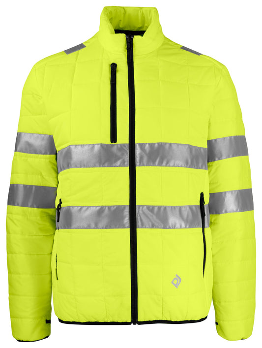 ProJob 6444 Gesteppte Leichte Jacke - Zip in Innen Jacke EN ISO 20471 Klasse 3 Gelb/Schwarz, Vorderansicht