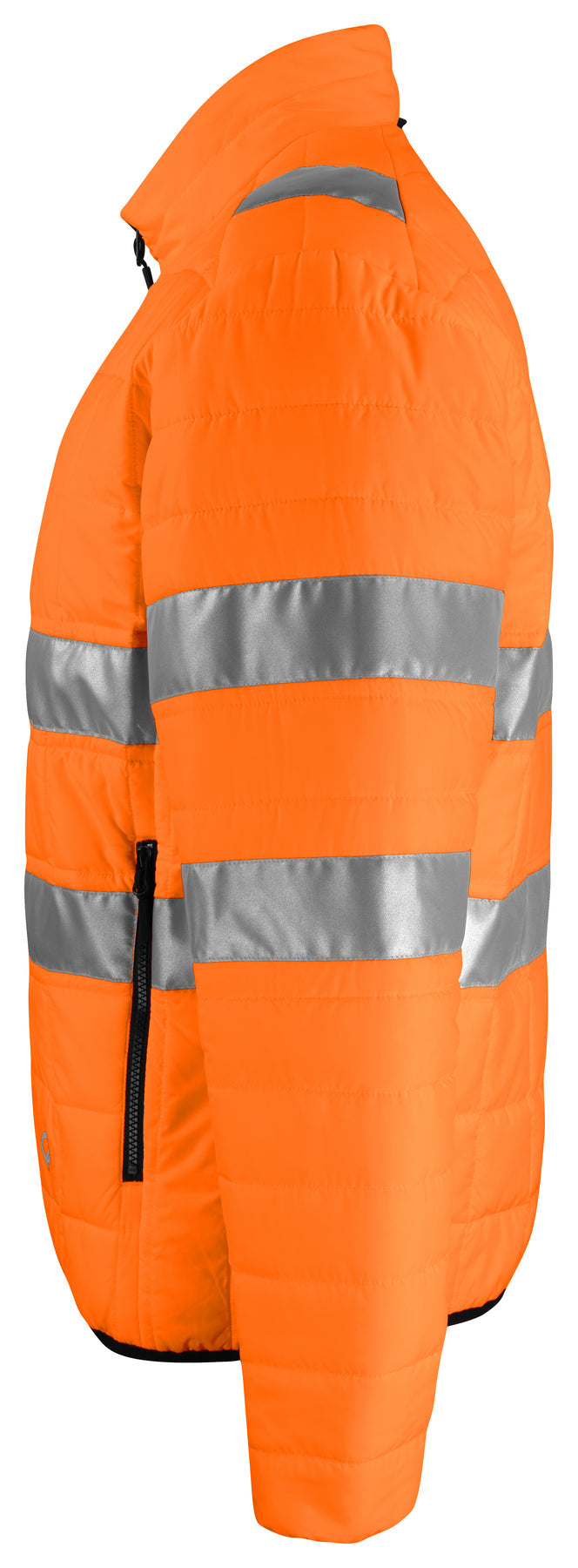 ProJob 6444 Gesteppte Leichte Jacke - Zip in Innen Jacke EN ISO 20471 Klasse 3 Orange/Schwarz, Seitenansicht links