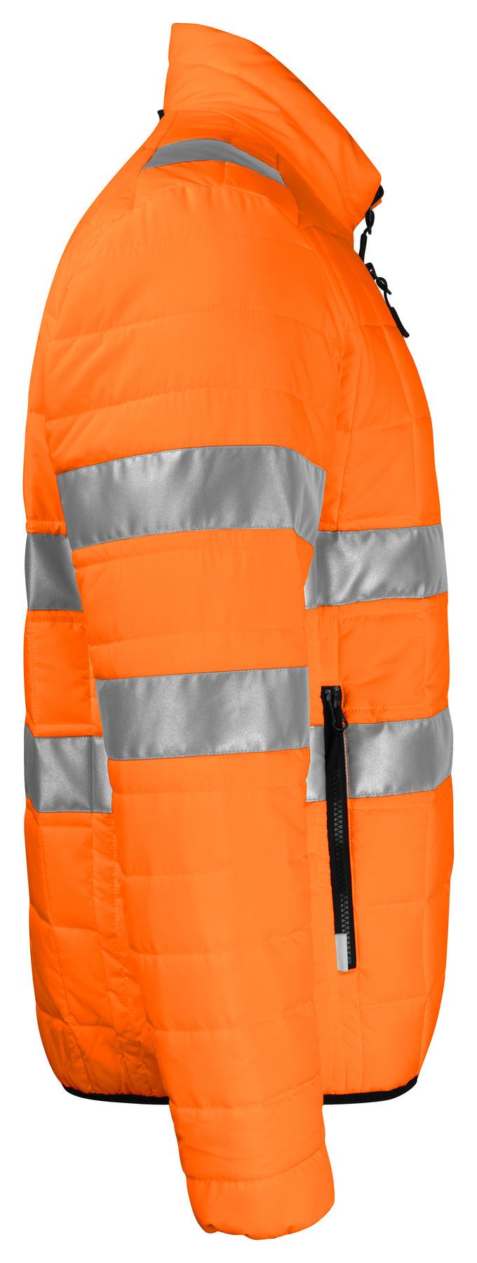 ProJob 6444 Gesteppte Leichte Jacke - Zip in Innen Jacke EN ISO 20471 Klasse 3 Orange/Schwarz, Seitenansicht rechts