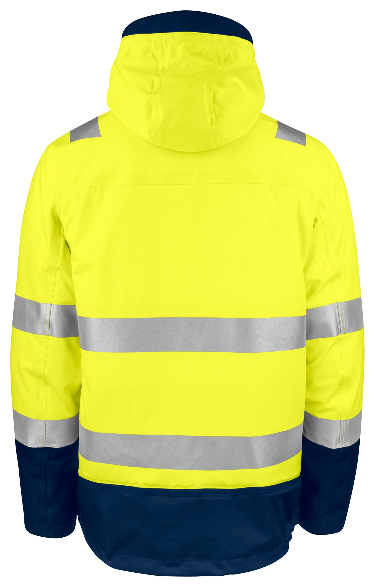 ProJob 6445 Wind- und Wasserdichter Parka 3-IN-1 EN ISO 20471 Klasse 3/2 Gelb/Marine, Rückansicht