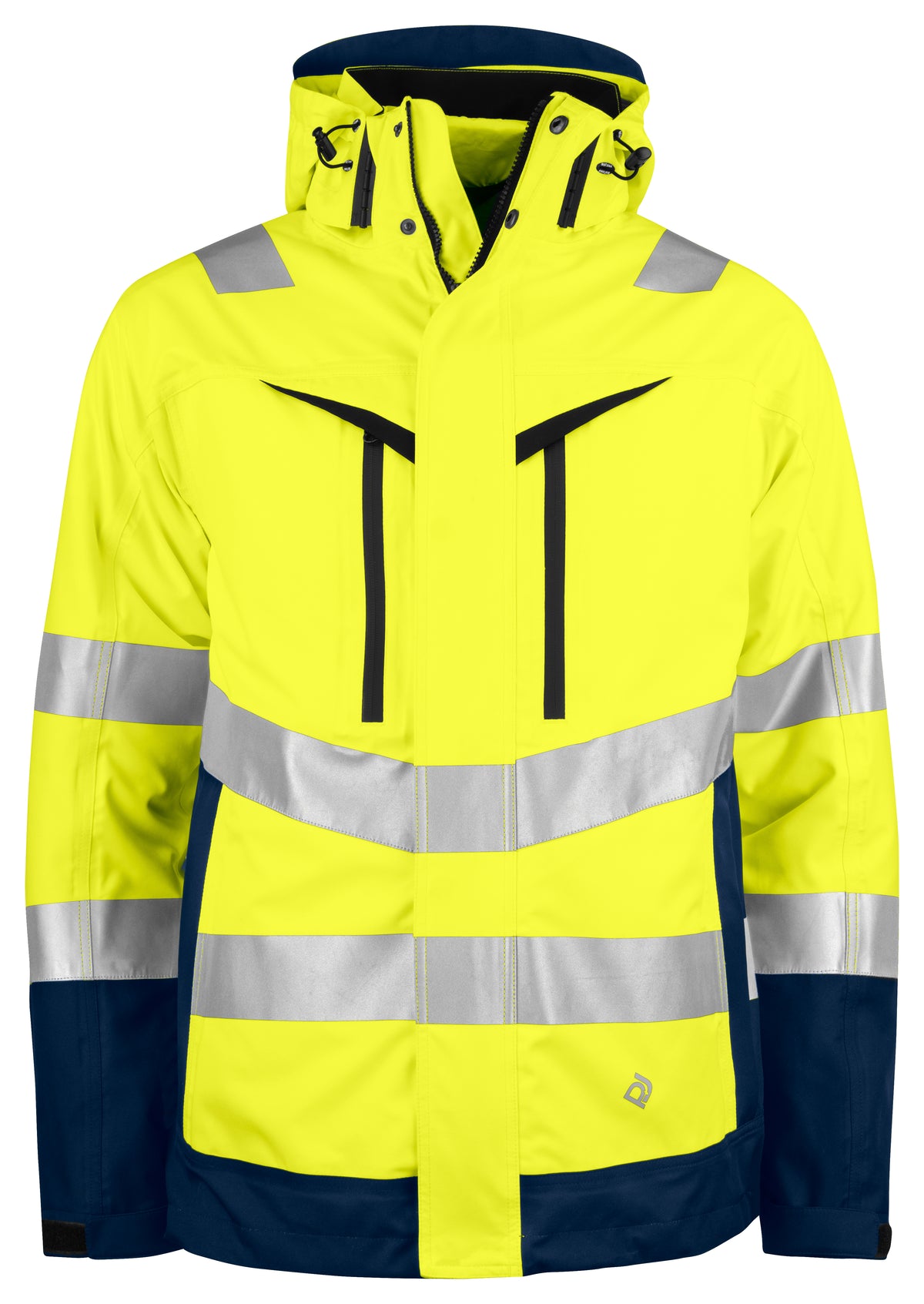 ProJob 6445 Wind- und Wasserdichter Parka 3-IN-1 EN ISO 20471 Klasse 3/2 Gelb/Marine, Vorderansicht