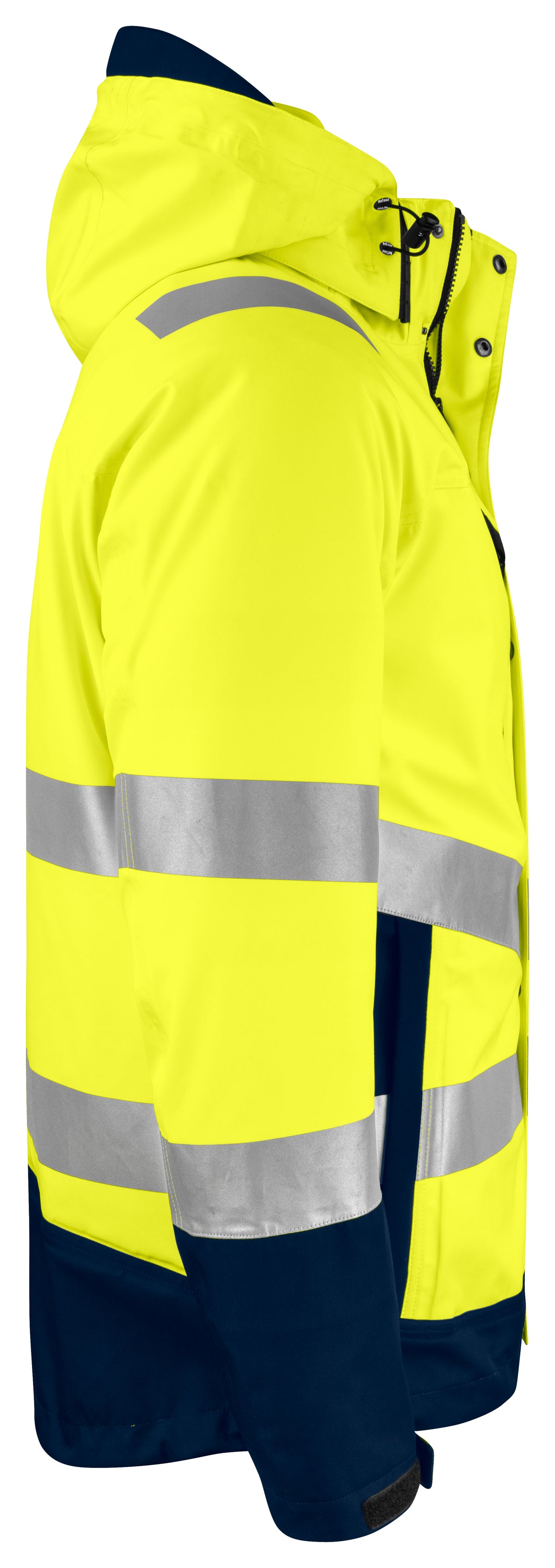 ProJob 6445 Wind- und Wasserdichter Parka 3-IN-1 EN ISO 20471 Klasse 3/2 Gelb/Marine, Seitenansicht rechts