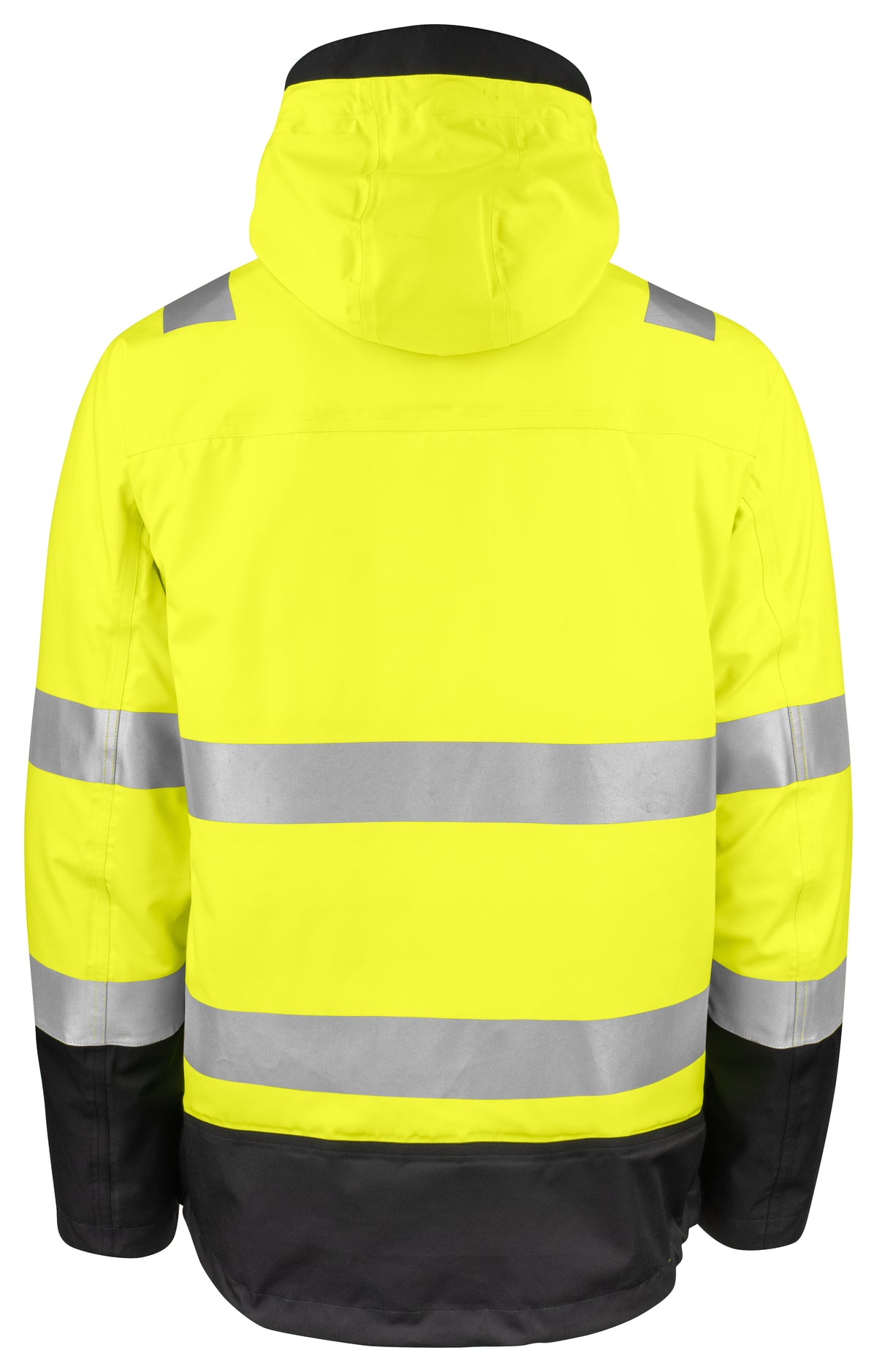 ProJob 6445 Wind- und Wasserdichter Parka 3-IN-1 EN ISO 20471 Klasse 3/2 Gelb/Schwarz, Rückansicht