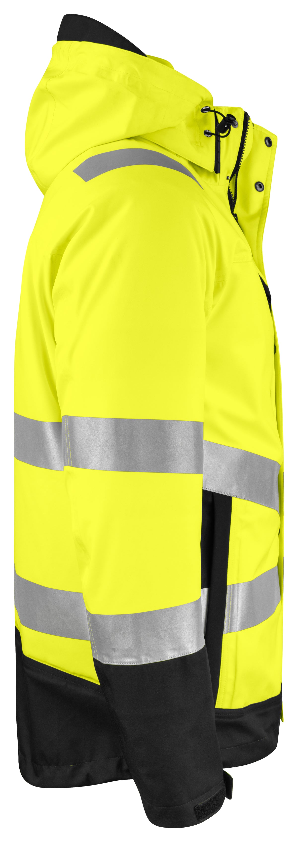 ProJob 6445 Wind- und Wasserdichter Parka 3-IN-1 EN ISO 20471 Klasse 3/2 Gelb/Schwarz, Seitenansicht rechts