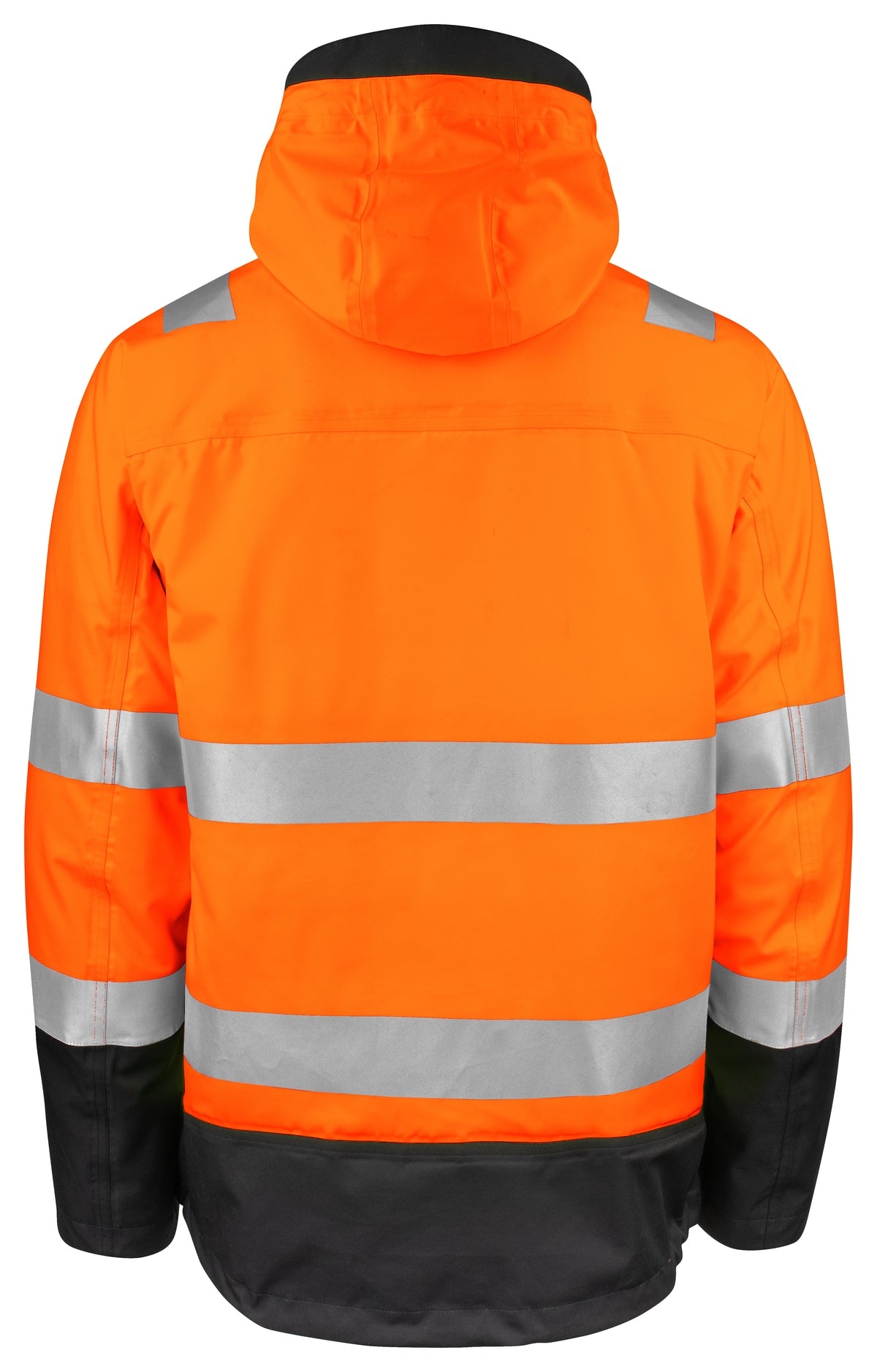 ProJob 6445 Wind- und Wasserdichter Parka 3-IN-1 EN ISO 20471 Klasse 3/2 Orange/Schwarz, Rückansicht