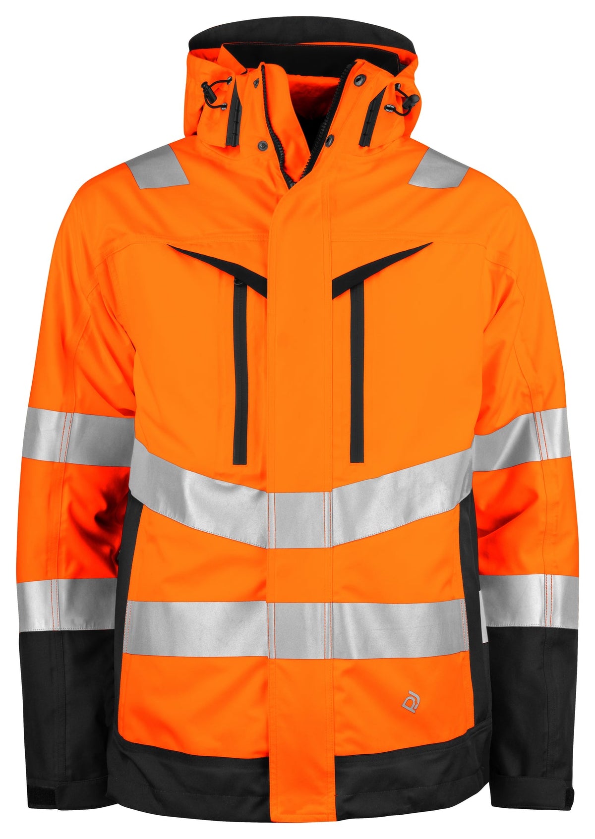 ProJob 6445 Wind- und Wasserdichter Parka 3-IN-1 EN ISO 20471 Klasse 3/2 Orange/Schwarz, Vorderansicht