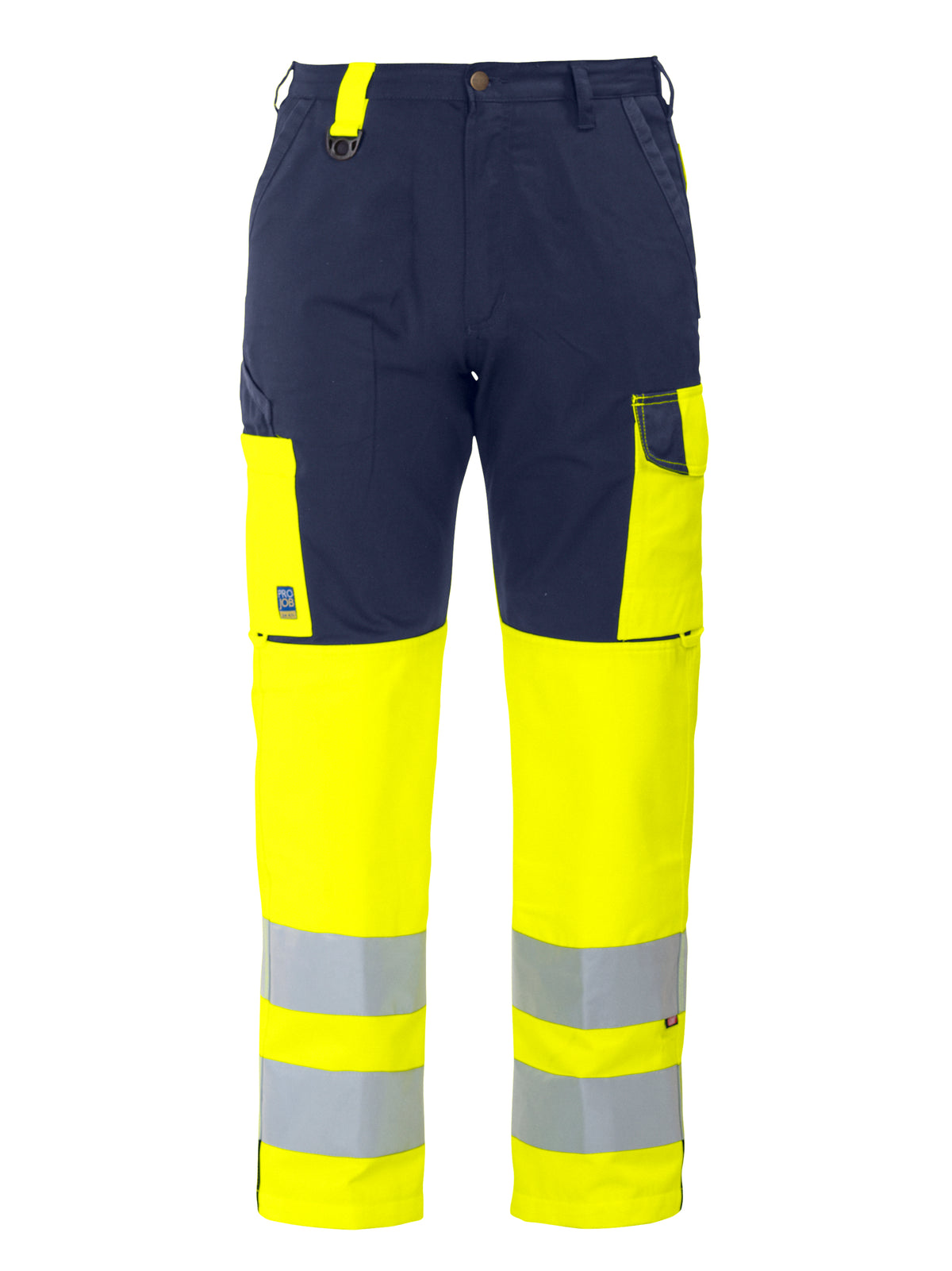 ProJob 6501 Arbeitshose EN ISO 20471 Klasse 2 Gerader Schnitt Gelb/Marine, Vorderansicht