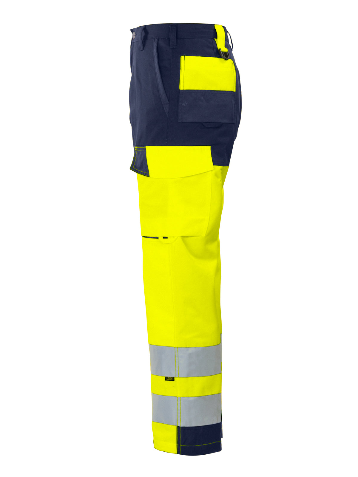 ProJob 6501 Arbeitshose EN ISO 20471 Klasse 2 Gerader Schnitt Gelb/Marine, Seitenansicht links
