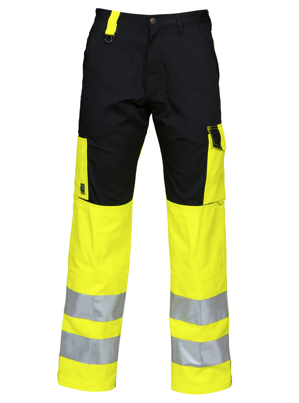 ProJob 6501 Arbeitshose EN ISO 20471 Klasse 2 Gerader Schnitt Gelb/Schwarz, Vorderansicht