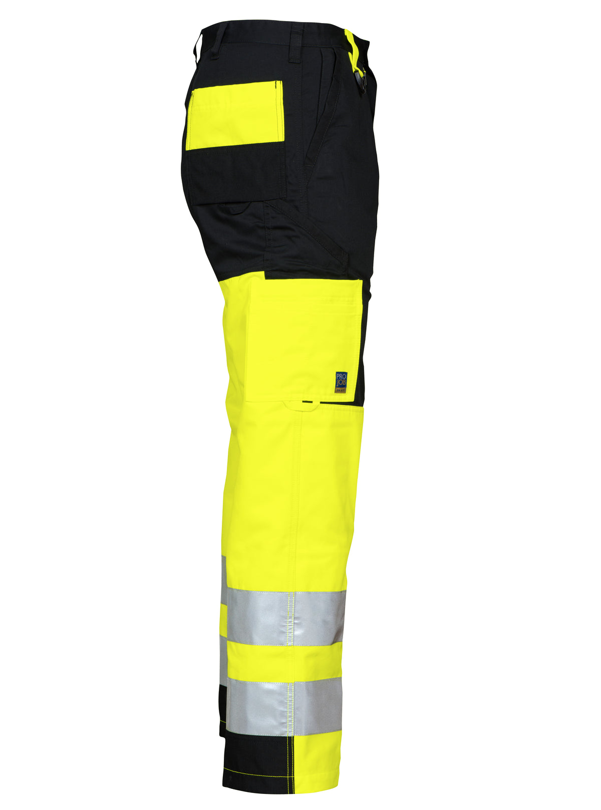 ProJob 6501 Arbeitshose EN ISO 20471 Klasse 2 Gerader Schnitt Gelb/Schwarz, Seitenansicht rechts