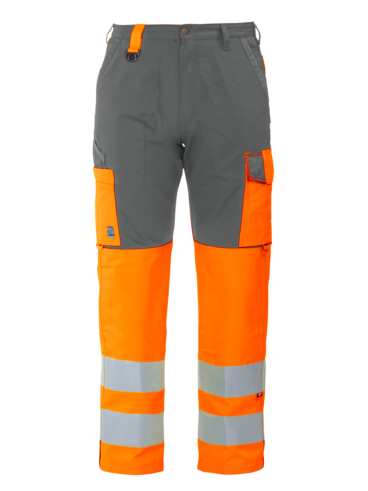 ProJob 6501 Arbeitshose EN ISO 20471 Klasse 2 Gerader Schnitt Orange/Grau, Vorderansicht