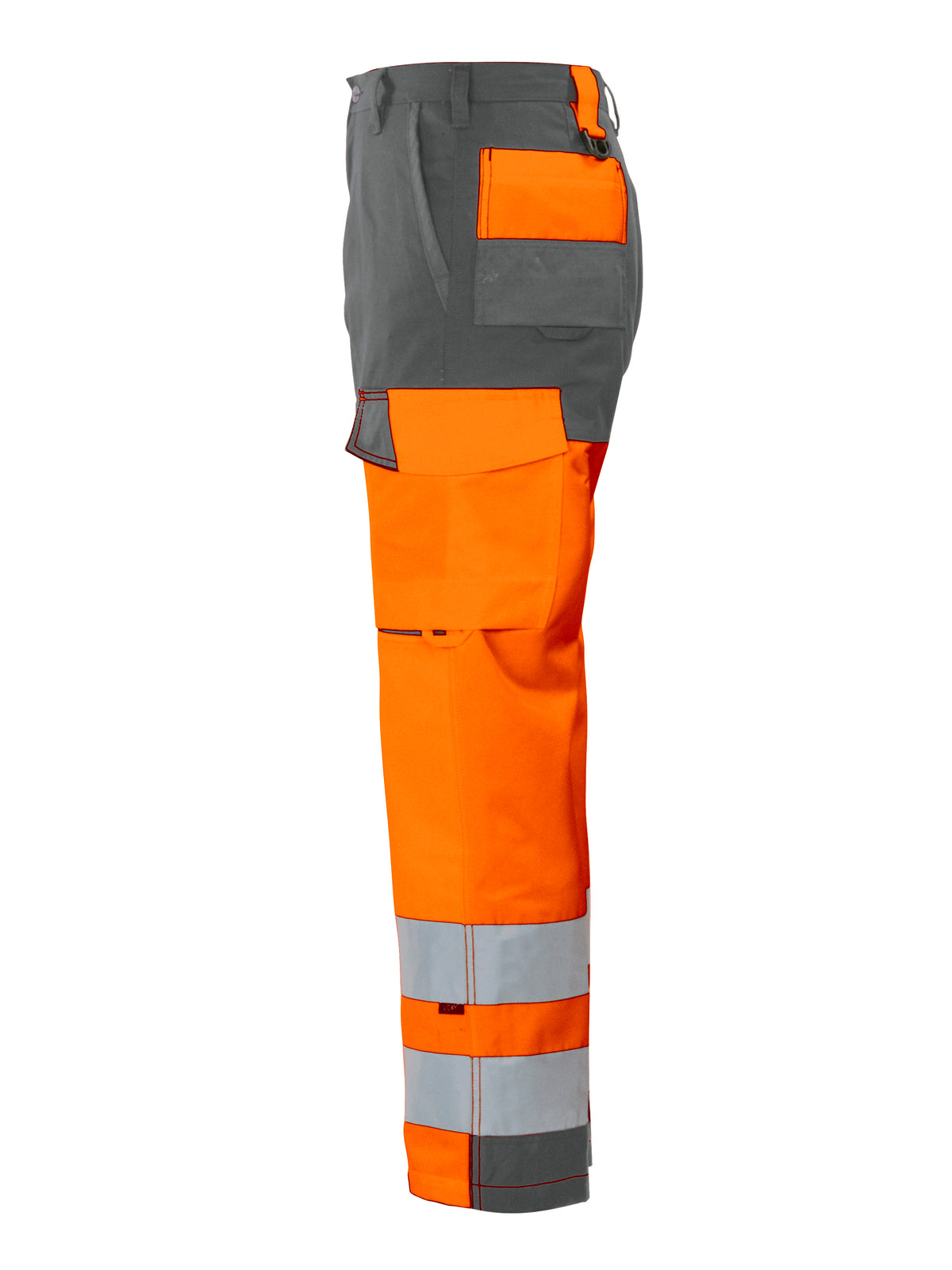 ProJob 6501 Arbeitshose EN ISO 20471 Klasse 2 Gerader Schnitt Orange/Grau, Seitenansicht links