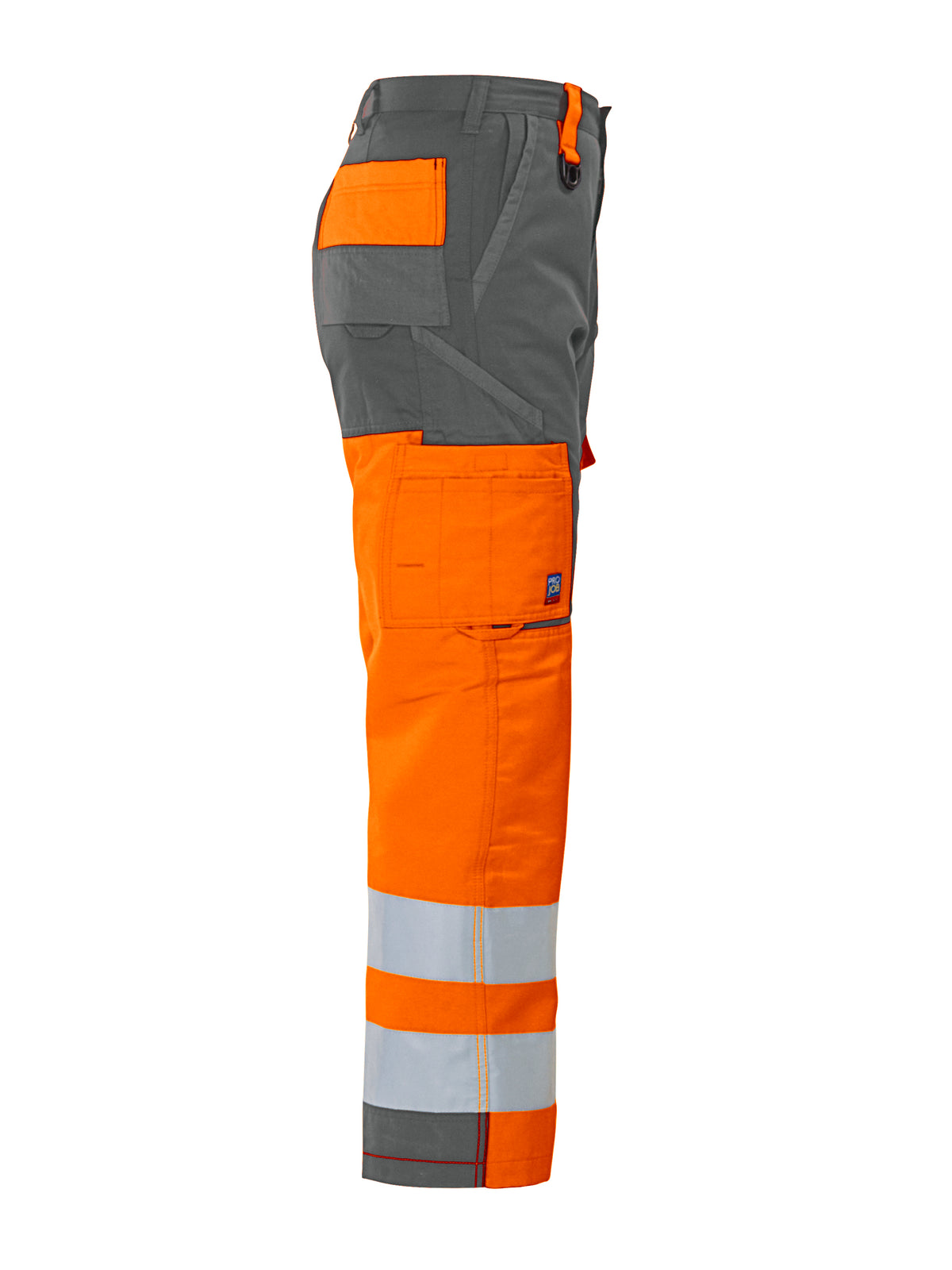 ProJob 6501 Arbeitshose EN ISO 20471 Klasse 2 Gerader Schnitt Orange/Grau, Seitenansicht rechts