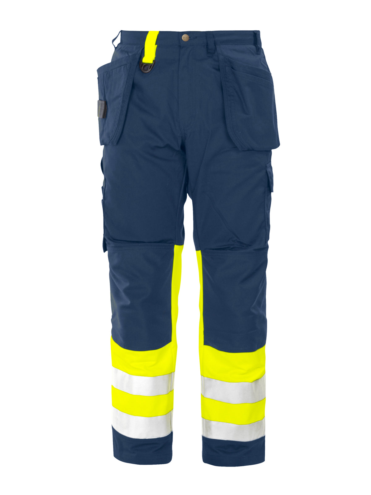 ProJob 6502 Arbeitshose mit Knieverstärkung und Hängetaschen EN ISO 20471 Klasse 1 Gelb/Marine, Vorderansicht