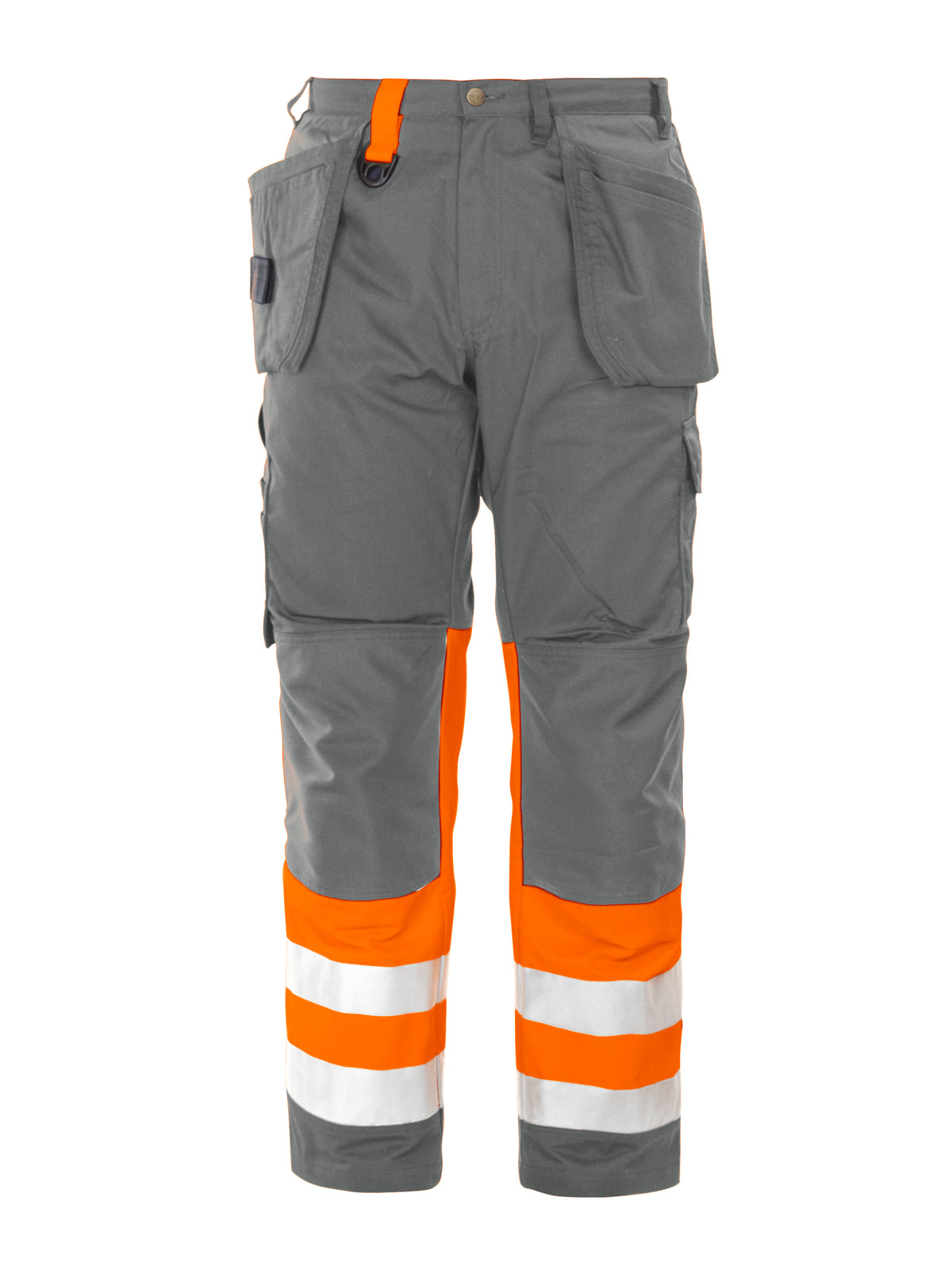 ProJob 6502 Arbeitshose mit Knieverstärkung und Hängetaschen EN ISO 20471 Klasse 1 Orange/Grau, Vorderansicht