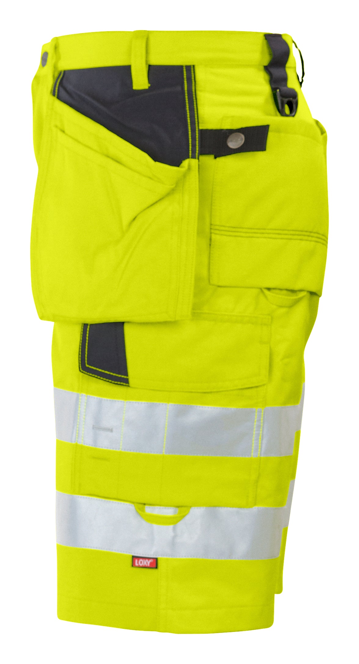 ProJob 6503 Shorts mit Hängetaschen EN ISO 20471 Klasse 2 Gelb/Schwarz, Seitenansicht links