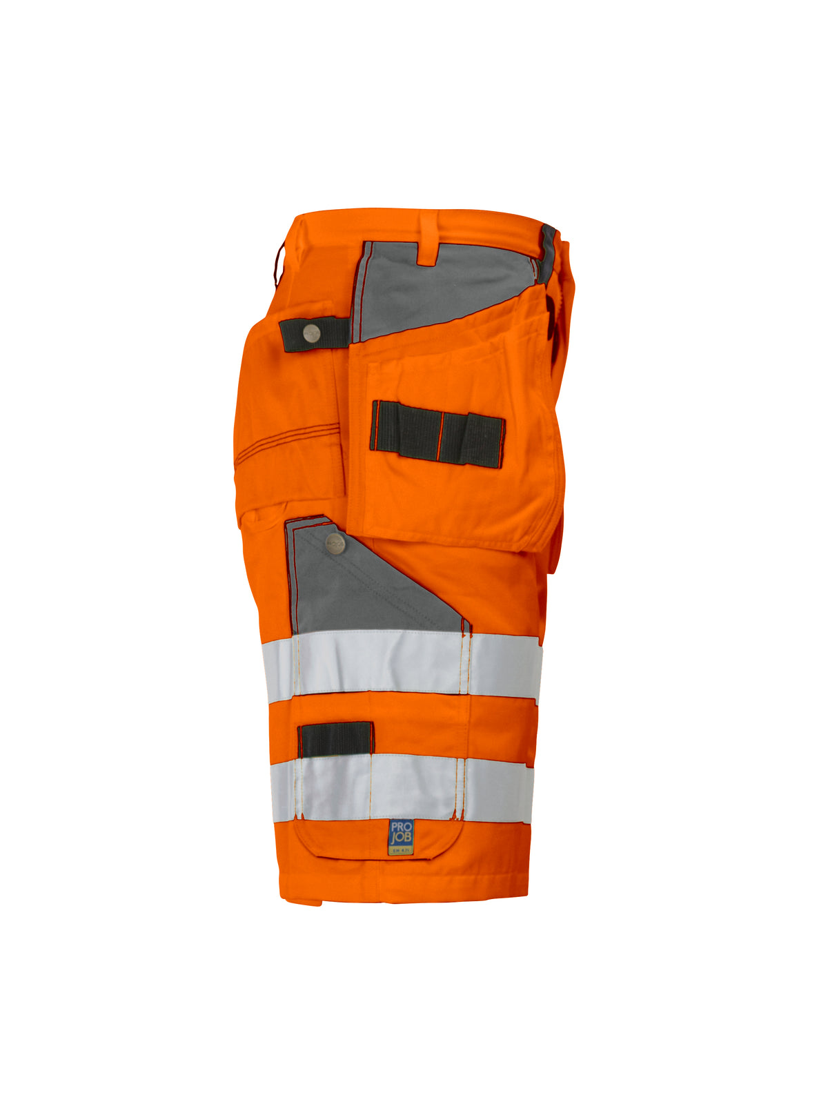 ProJob 6503 Shorts mit Hängetaschen EN ISO 20471 Klasse 2 Orange/Grau, Seitenansicht rechts