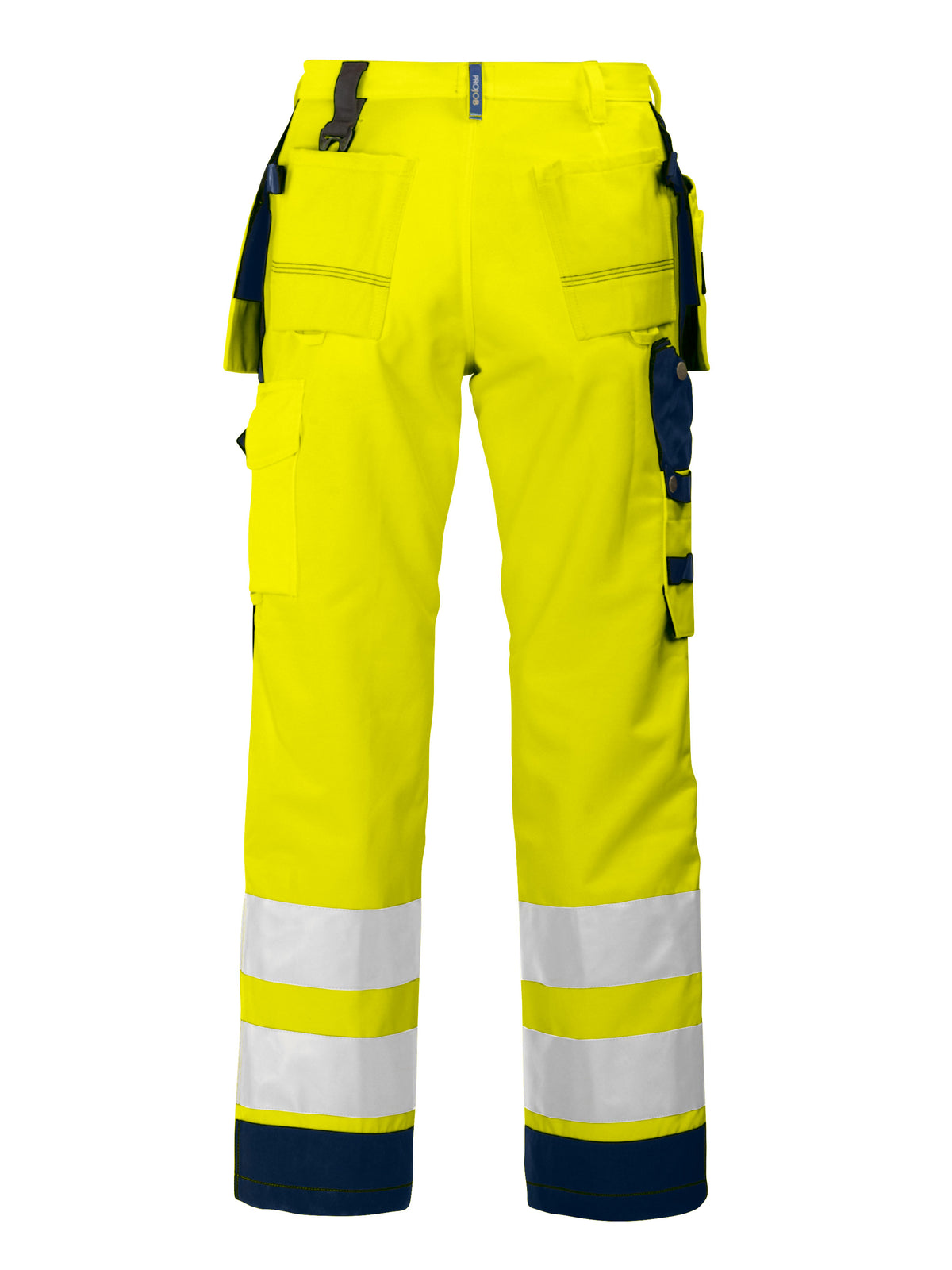 ProJob 6506 Arbeitshose mit Knieverstärkung und Hängetaschen EN ISO 20471 Klasse 2 Gelb/Marine, Rückansicht
