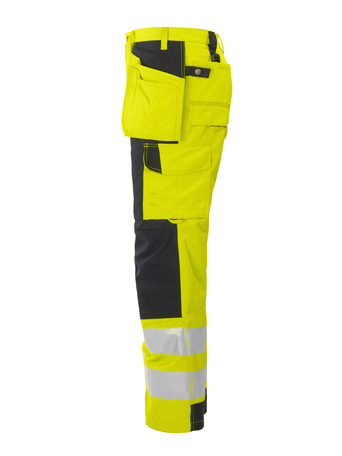 ProJob 6506 Arbeitshose mit Knieverstärkung und Hängetaschen EN ISO 20471 Klasse 2 Gelb/Schwarz, Seitenansicht links