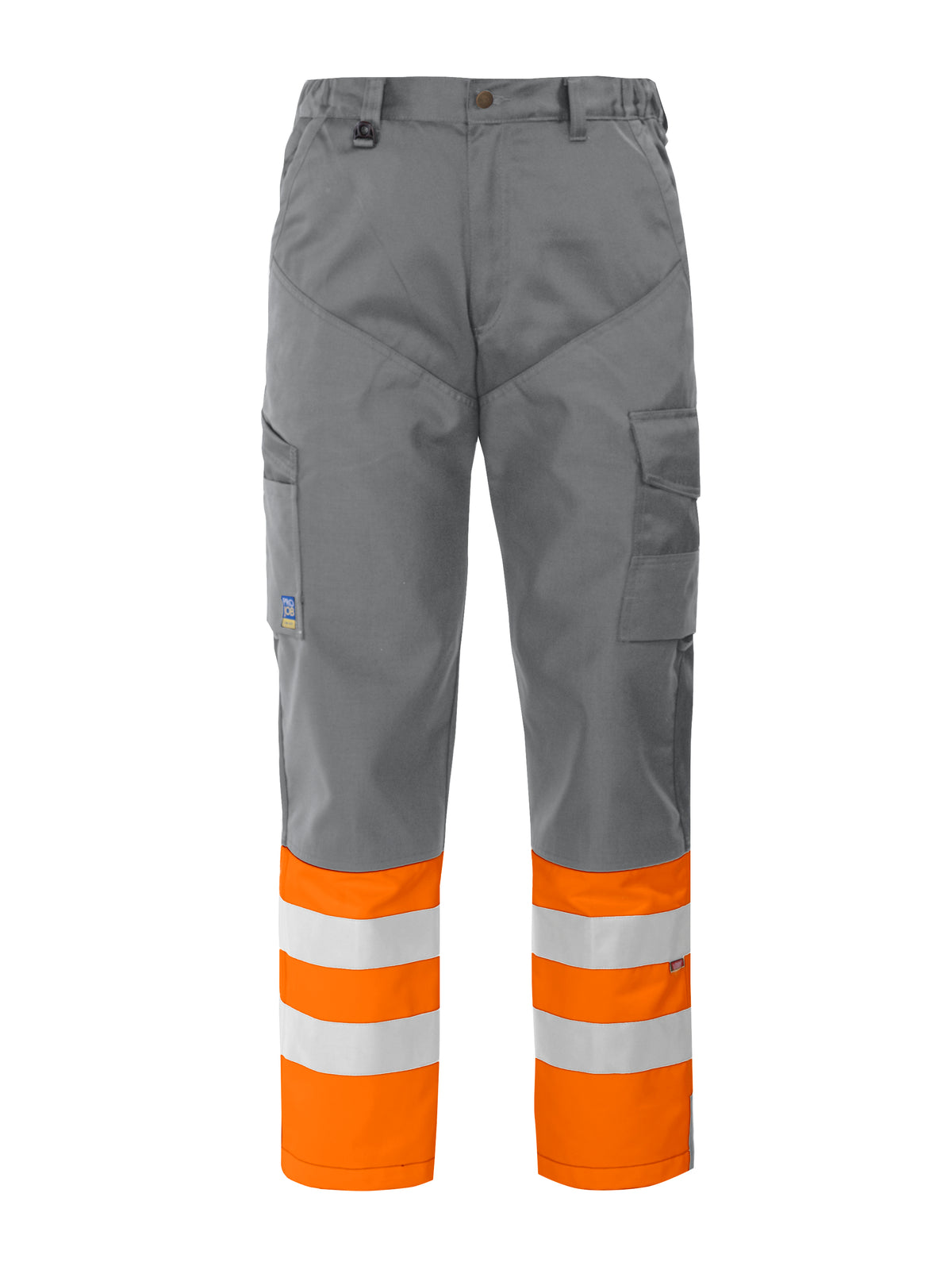 ProJob 6507 Arbeitshose Oberschenkel- und Knieverstärkt EN ISO 20471 Klasse 1 Orange/Grau, Vorderansicht
