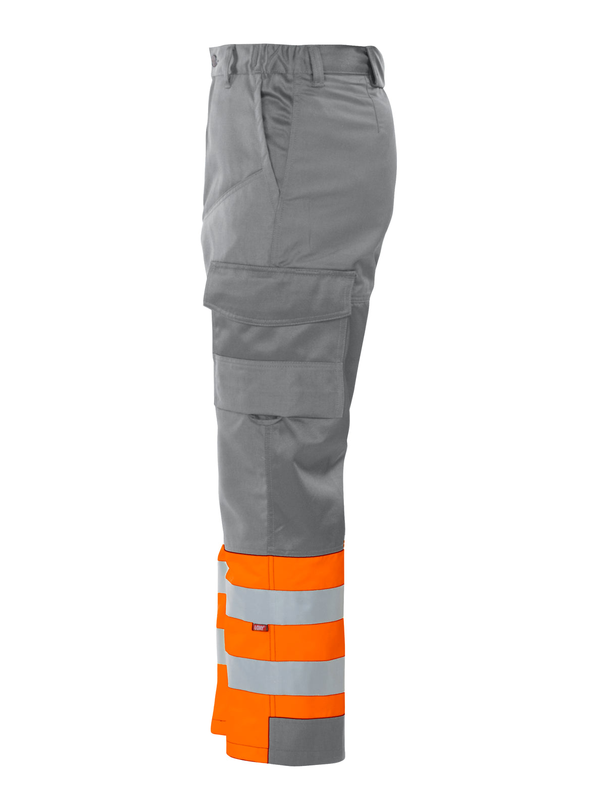 ProJob 6507 Arbeitshose Oberschenkel- und Knieverstärkt EN ISO 20471 Klasse 1 Orange/Grau, Seitenansicht links