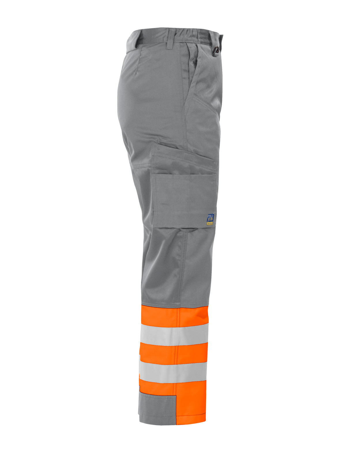 ProJob 6507 Arbeitshose Oberschenkel- und Knieverstärkt EN ISO 20471 Klasse 1 Orange/Grau, Seitenansicht rechts