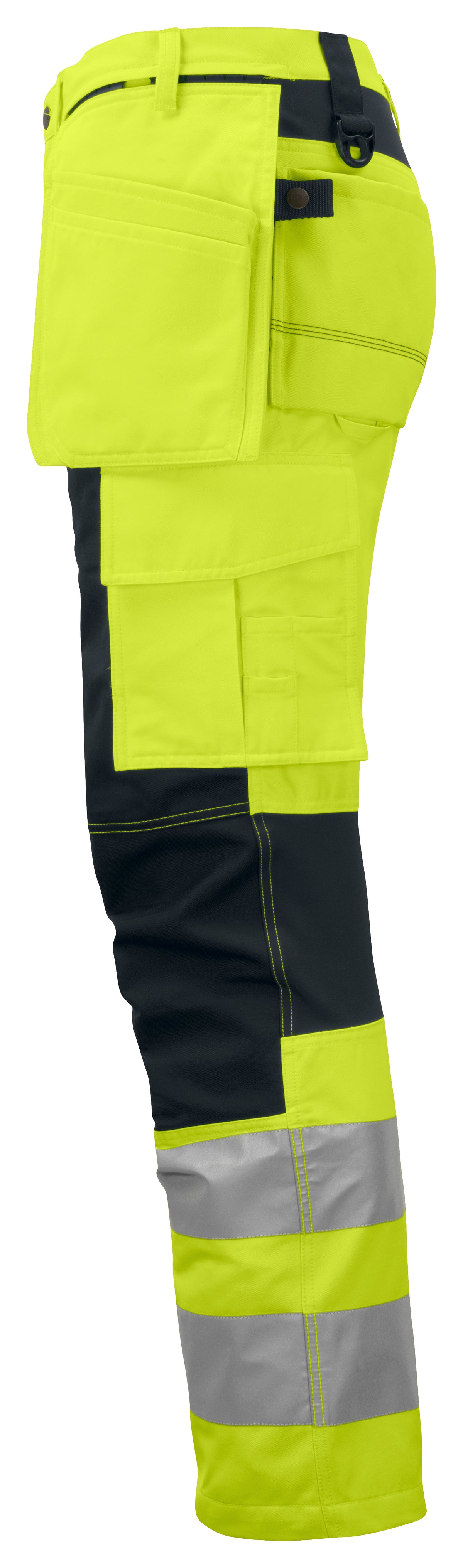ProJob 6513 Arbeitshose mit Knieverstärkung und Hängetaschen mit Stretch EN ISO 20471 Klasse 2 Gelb/Schwarz, Seitenansicht rechts
