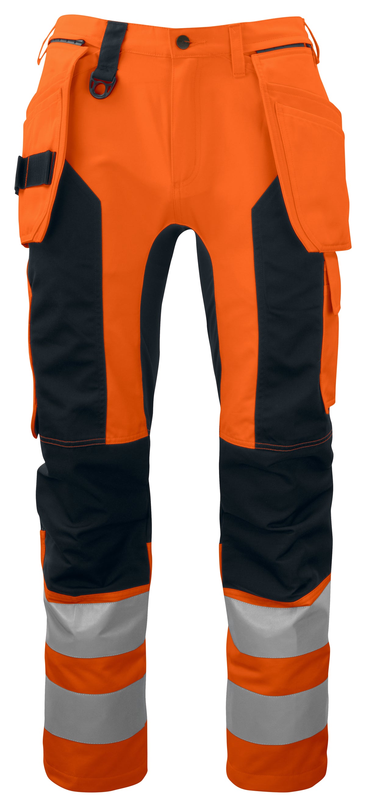 ProJob 6513 Arbeitshose mit Knieverstärkung und Hängetaschen mit Stretch EN ISO 20471 Klasse 2 Orange/Schwarz, Vorderansicht