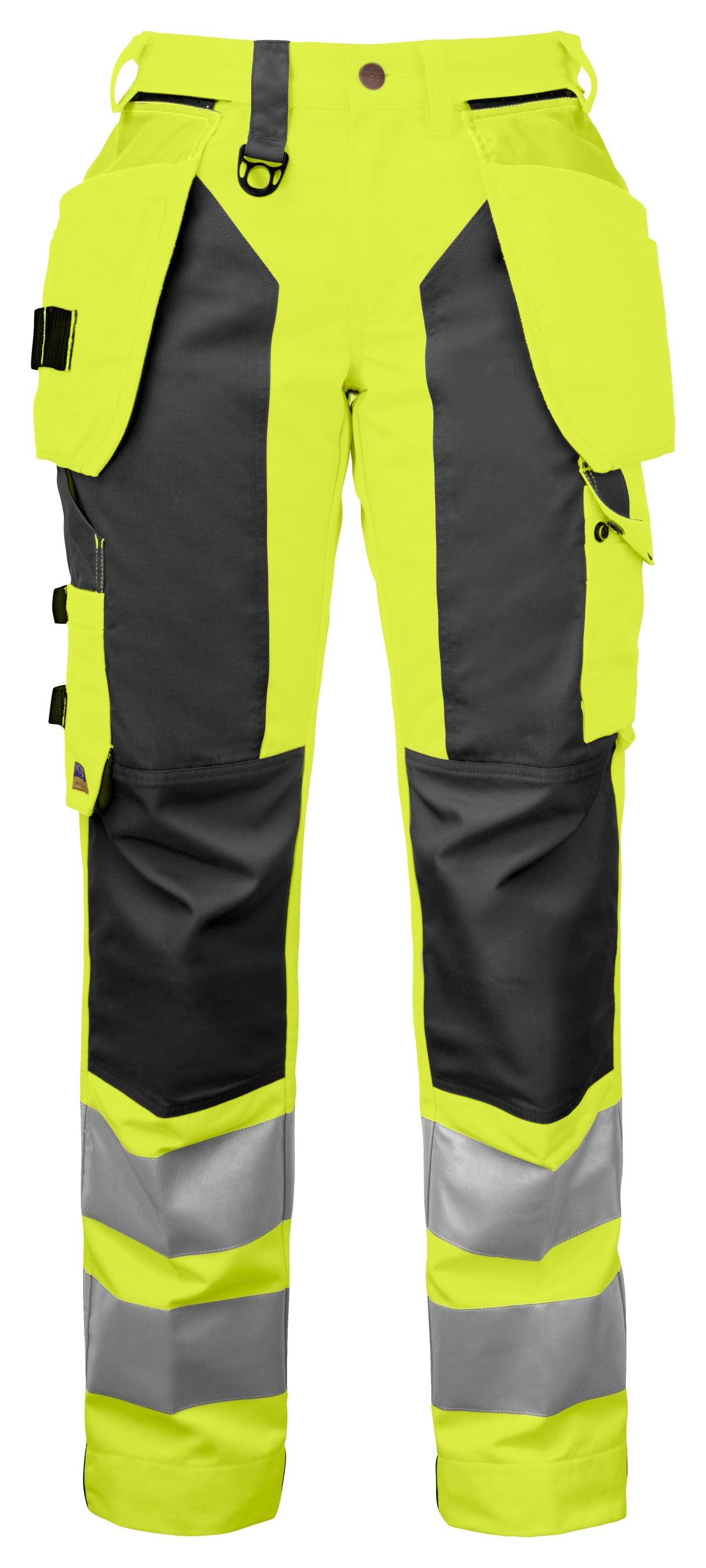 ProJob 6519 Damen Arbeitshose mit Knieverstärkung und Hängetaschen EN ISO 20471 Klasse 2 Gelb/Schwarz, Vorderansicht