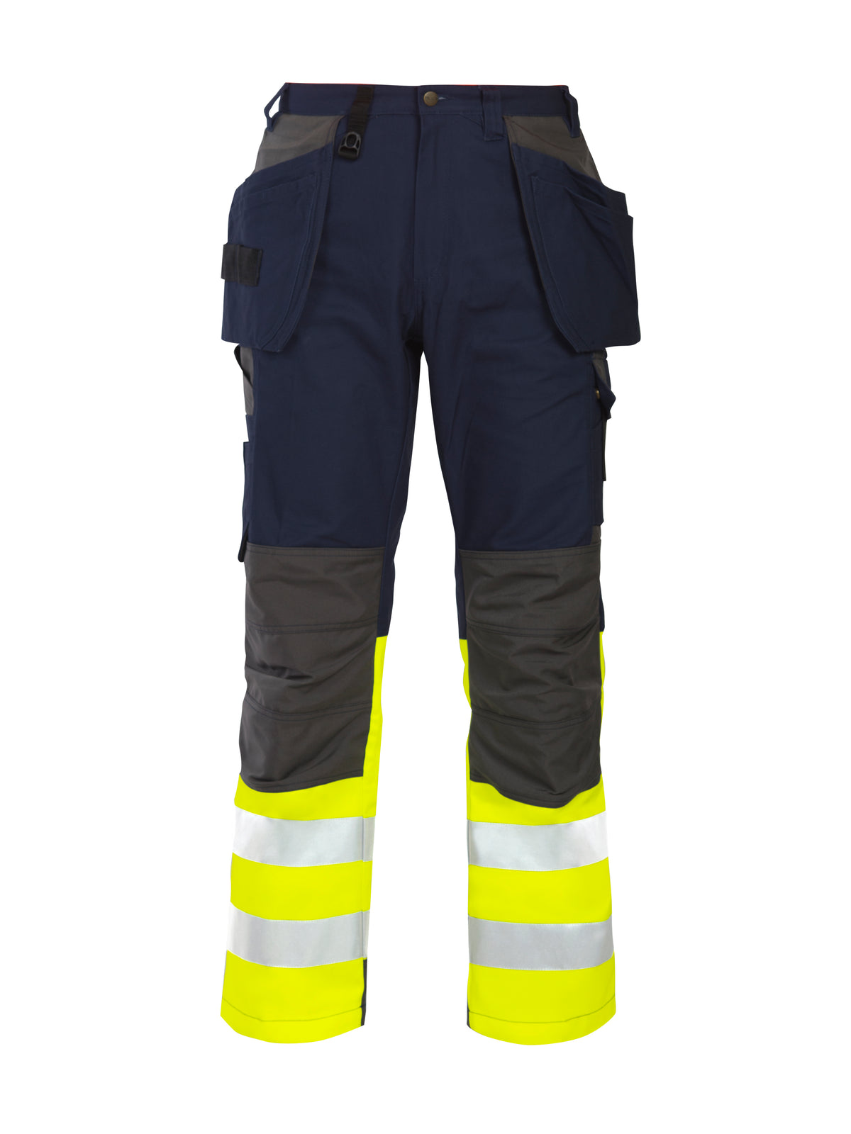 ProJob 6522 Arbeitshose mit Hängetaschen und Knieverstärkung EN ISO 20471 Klasse 1 Gelb/Marine, Vorderansicht