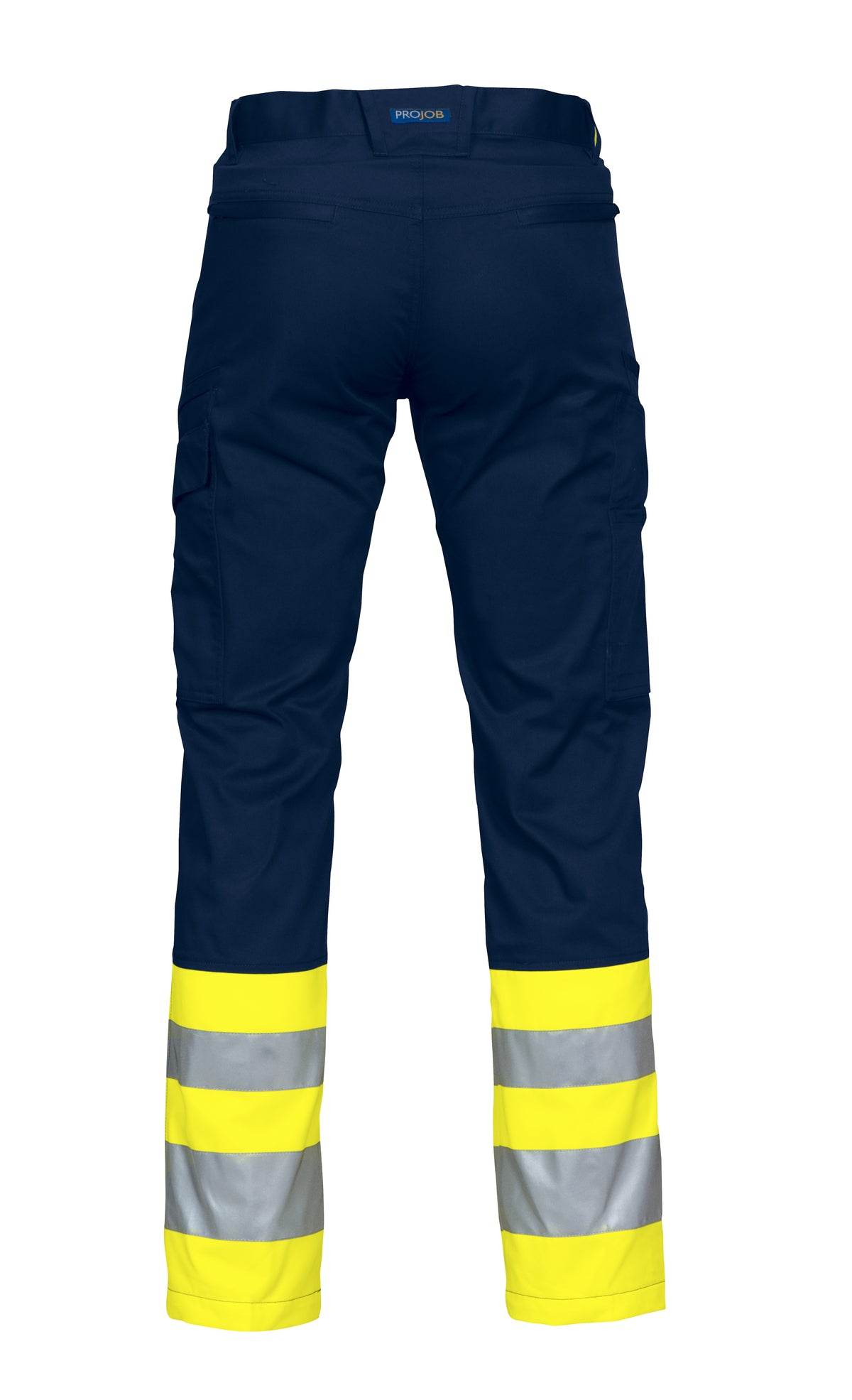 ProJob 6523 Arbeitshose EN ISO 20471 Klasse 1 Moderner Schnitt Gelb/Marine, Rückansicht