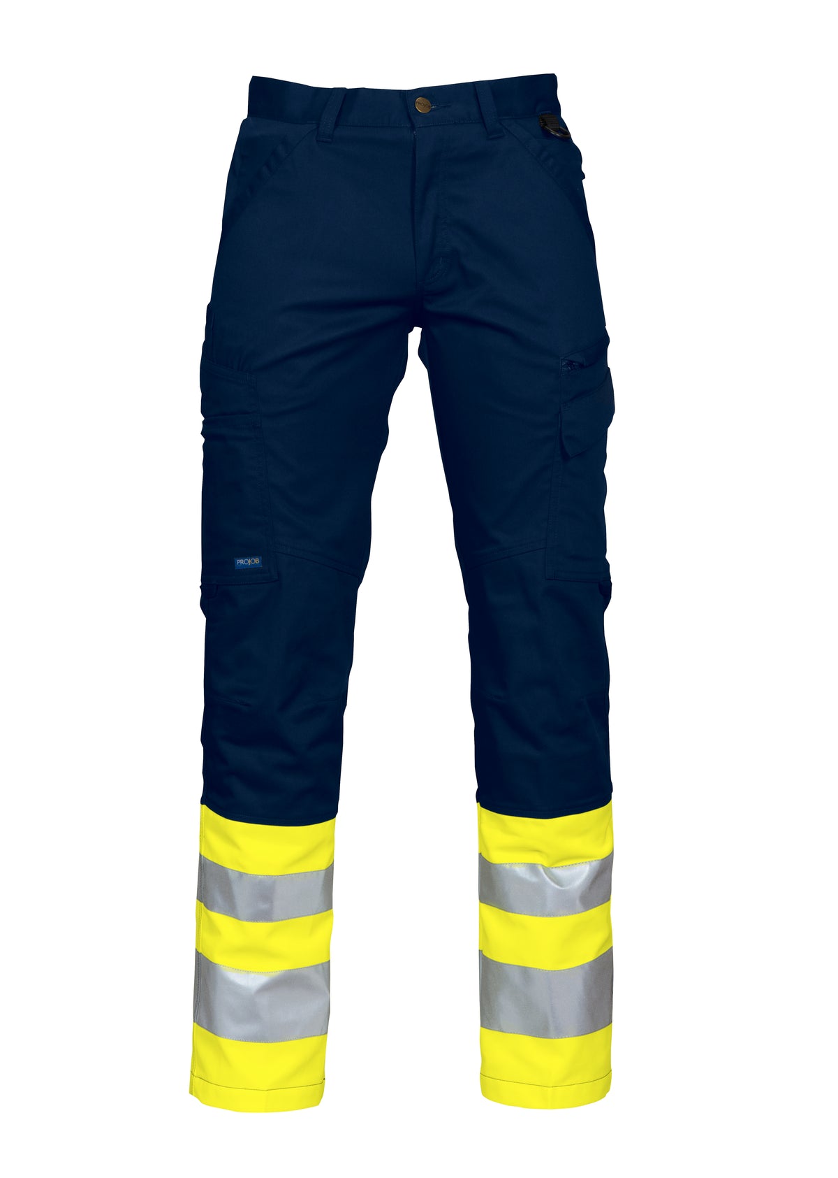 ProJob 6523 Arbeitshose EN ISO 20471 Klasse 1 Moderner Schnitt Gelb/Marine, Vorderansicht