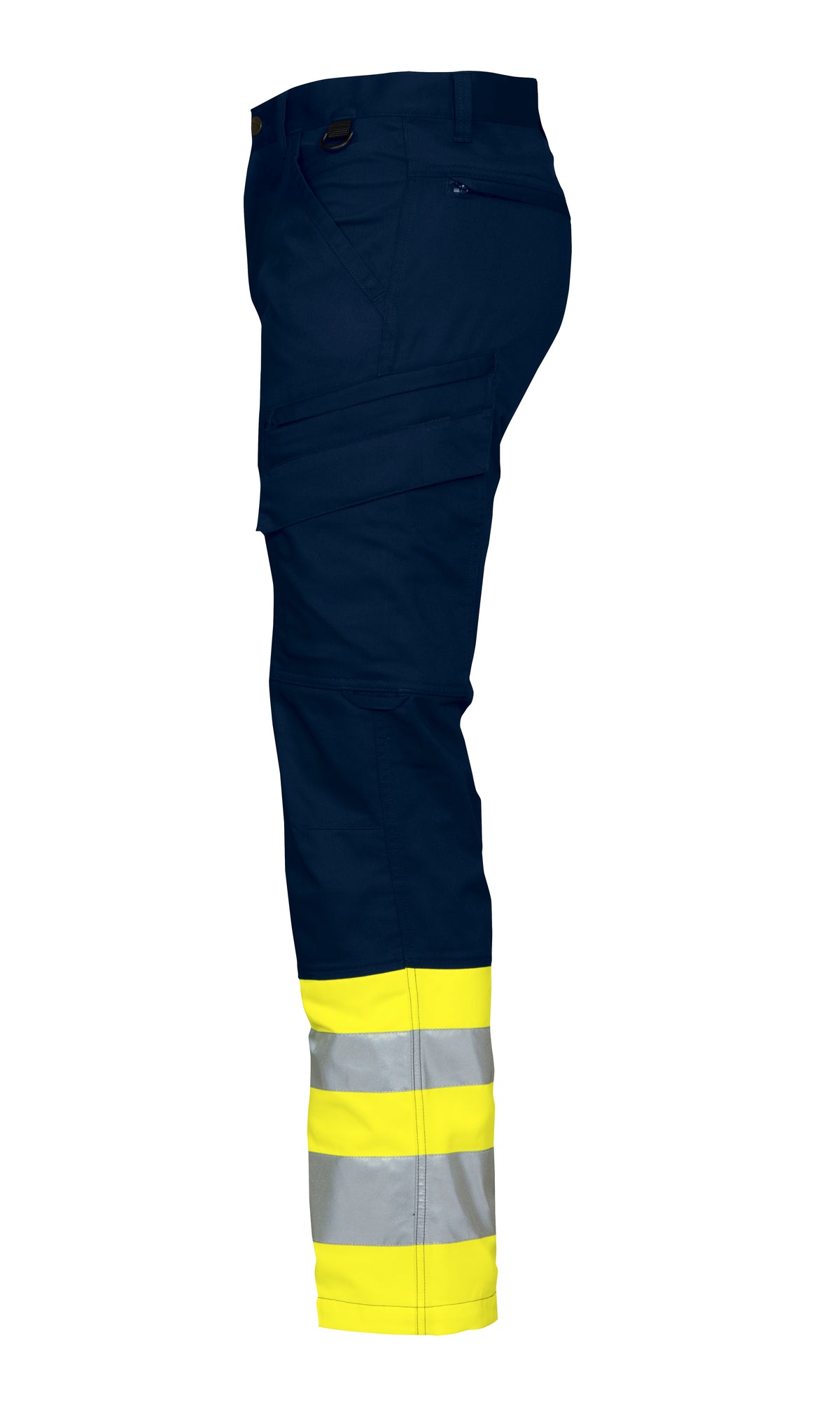 ProJob 6523 Arbeitshose EN ISO 20471 Klasse 1 Moderner Schnitt Gelb/Marine, Seitenansicht links