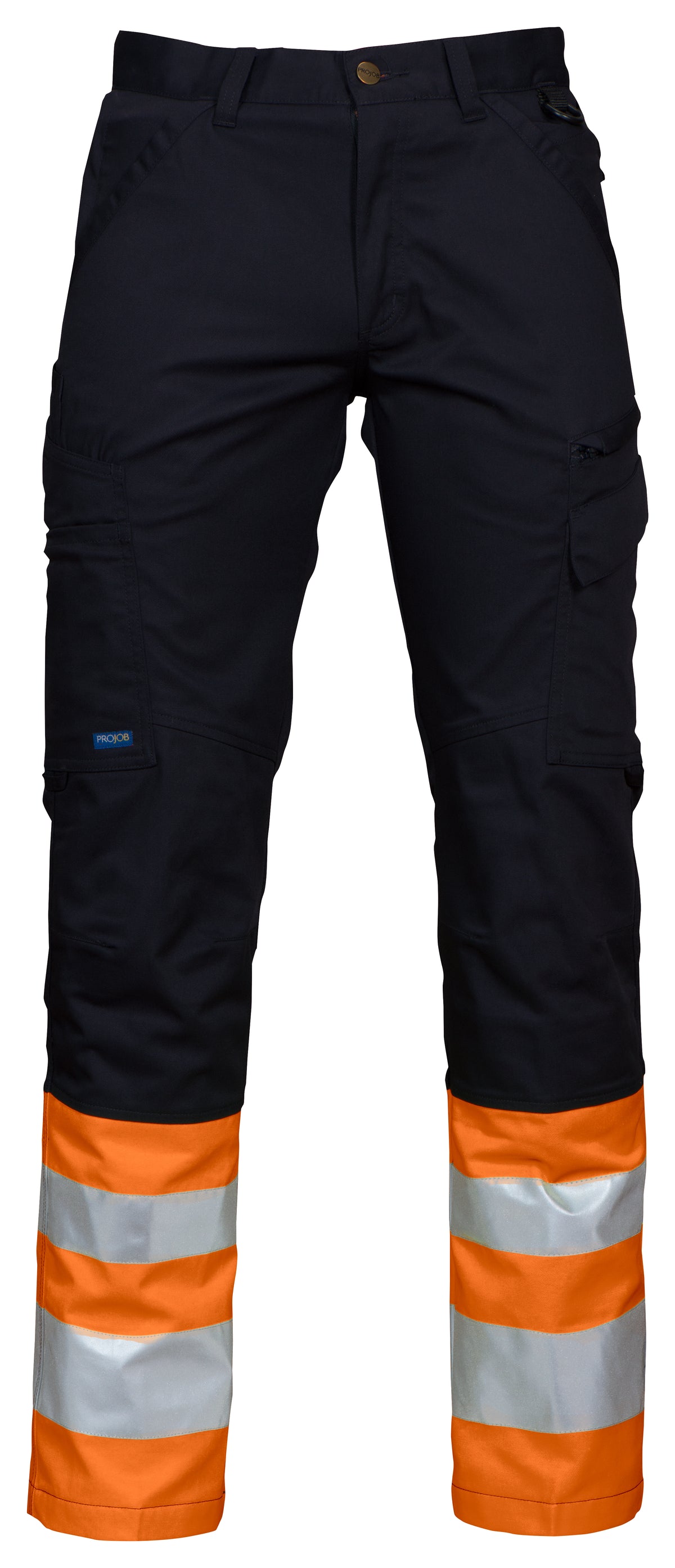 ProJob 6523 Arbeitshose EN ISO 20471 Klasse 1 Moderner Schnitt Orange/Schwarz, Vorderansicht
