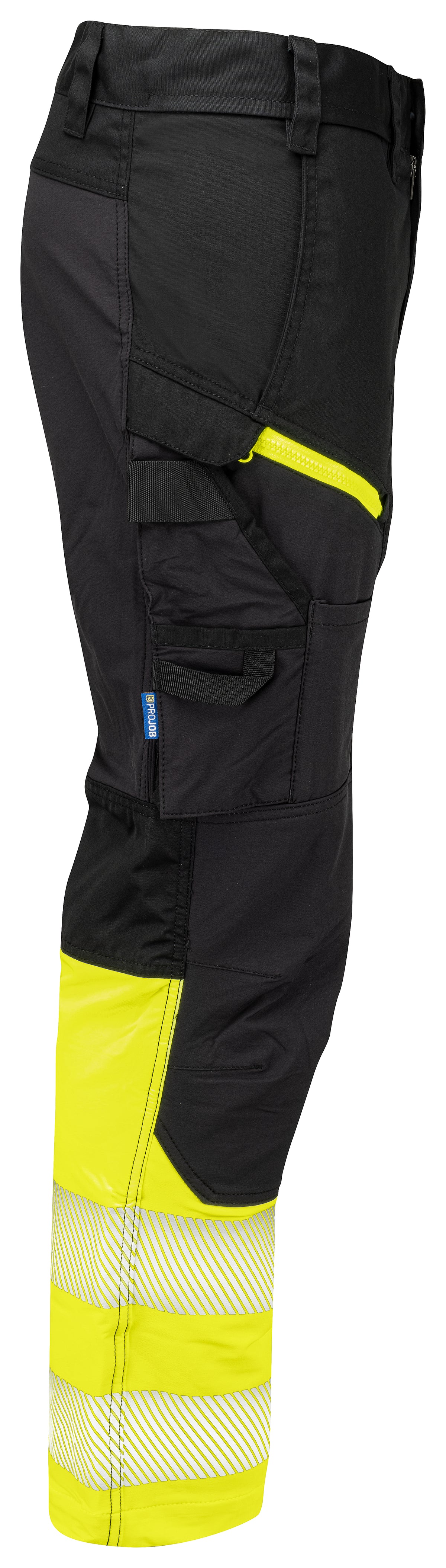 ProJob 6528 Stretch Arbeitshose EN ISO 20471 Klasse 1 Moderner Schnitt Gelb/Schwarz, Seitenansicht rechts