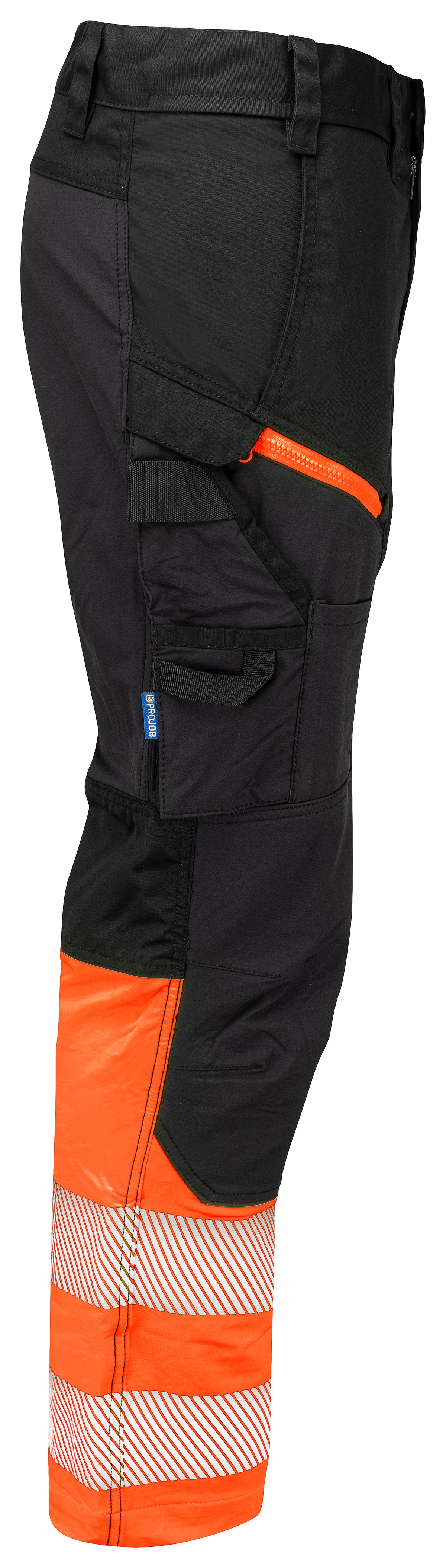 ProJob 6528 Stretch Arbeitshose EN ISO 20471 Klasse 1 Moderner Schnitt Orange/Schwarz, Seitenansicht rechts